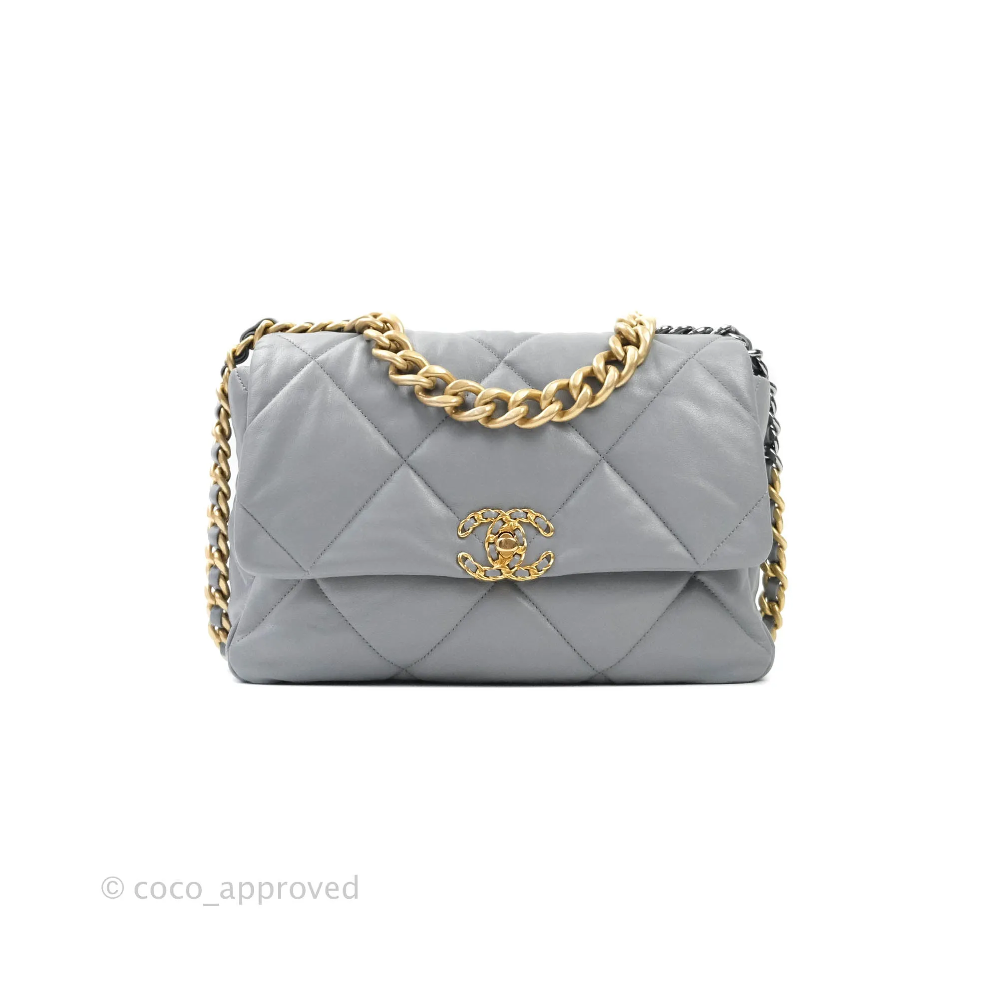 Chanel 19 Medium Grey Mixed Hardware Goatskin