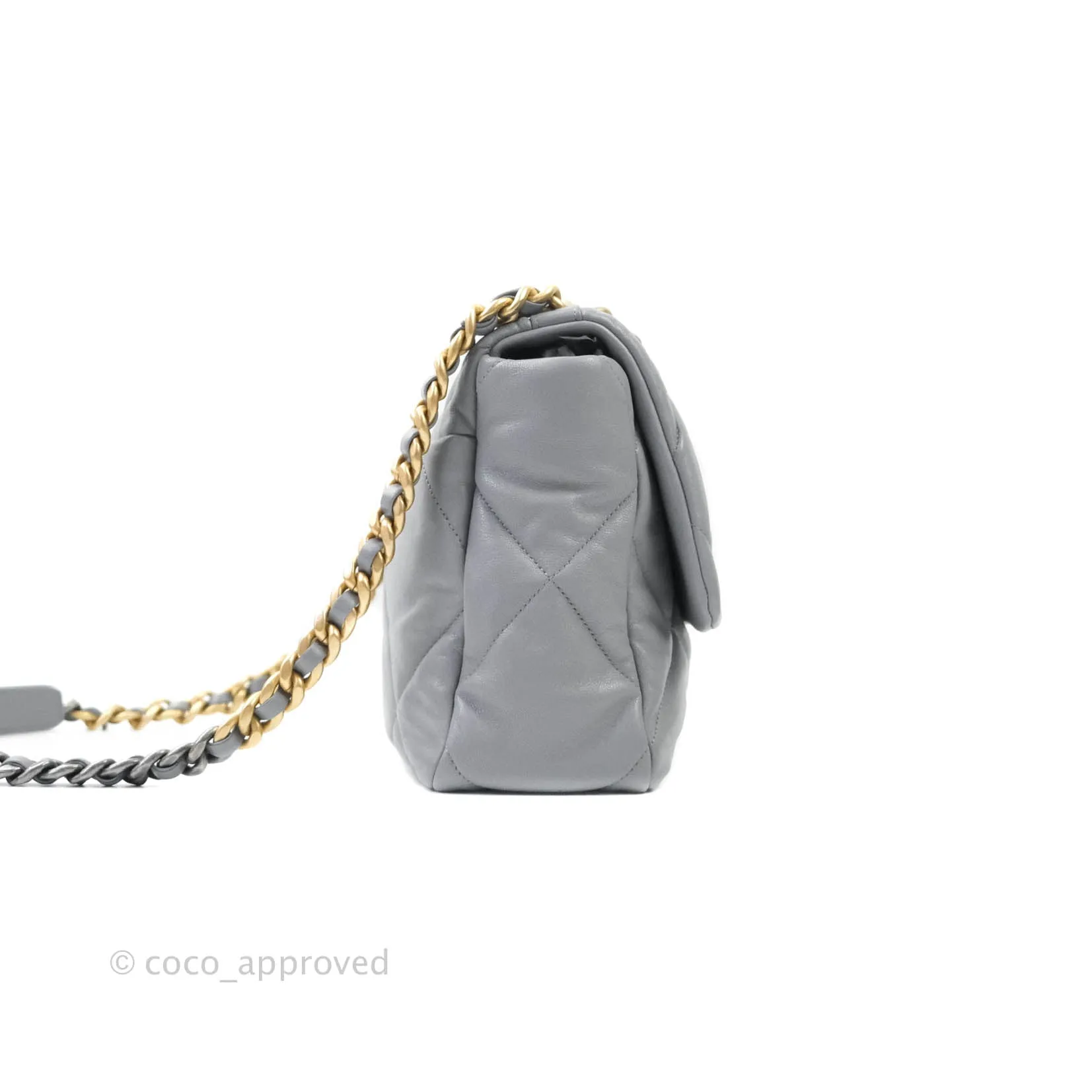 Chanel 19 Medium Grey Mixed Hardware Goatskin