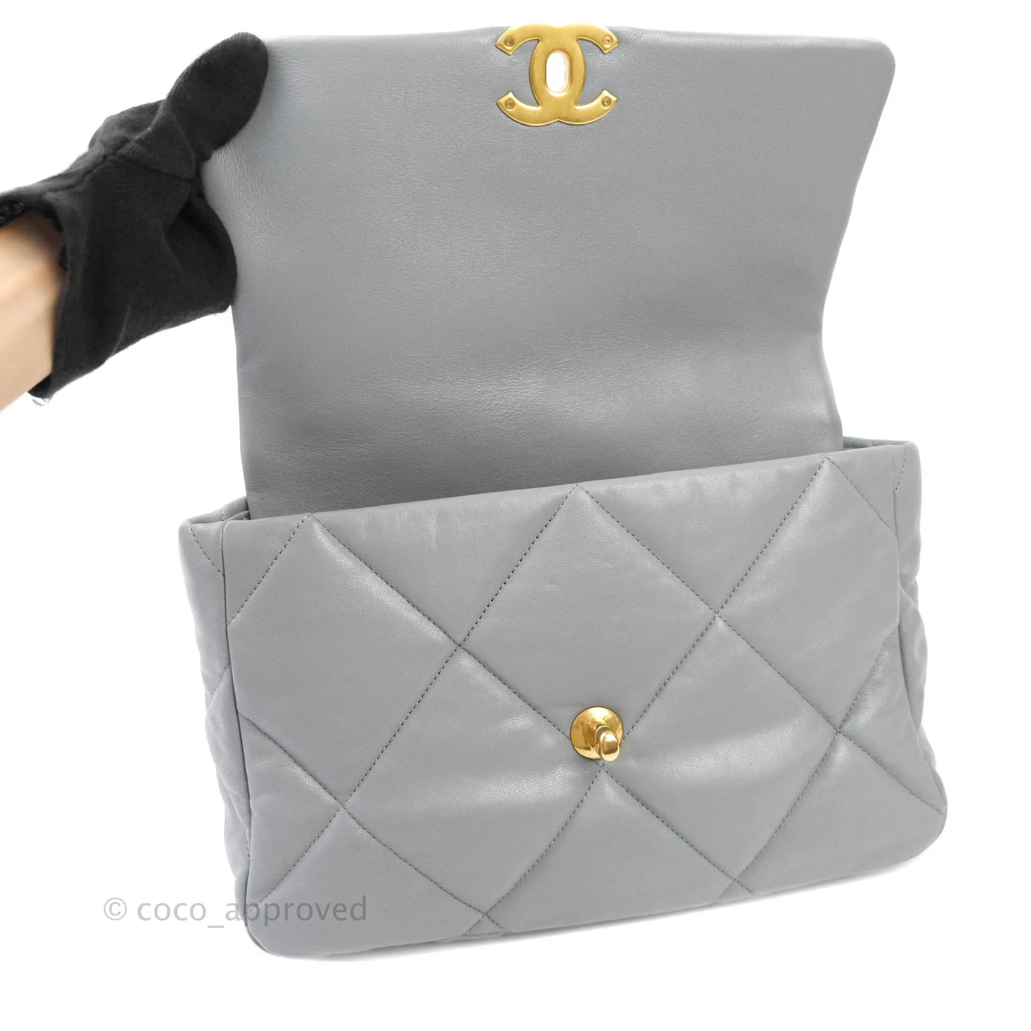 Chanel 19 Medium Grey Mixed Hardware Goatskin