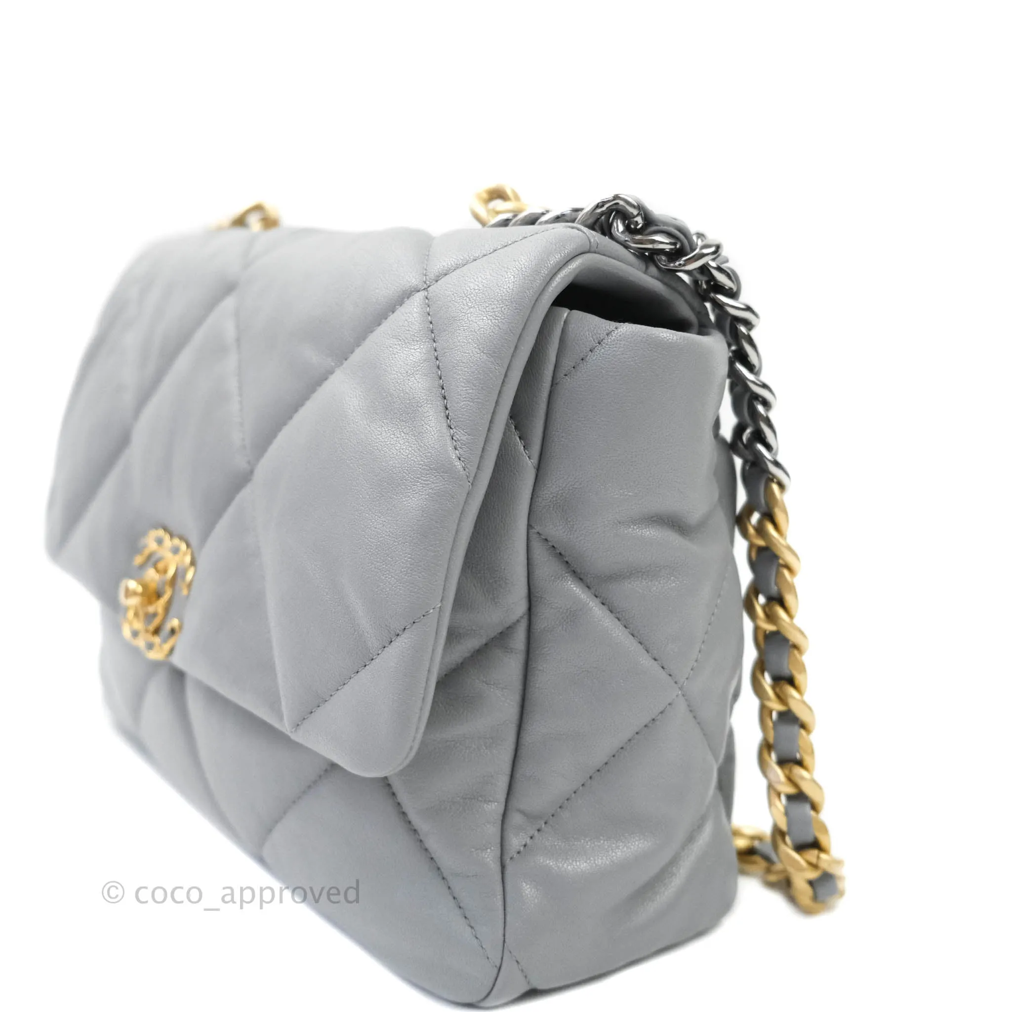 Chanel 19 Medium Grey Mixed Hardware Goatskin
