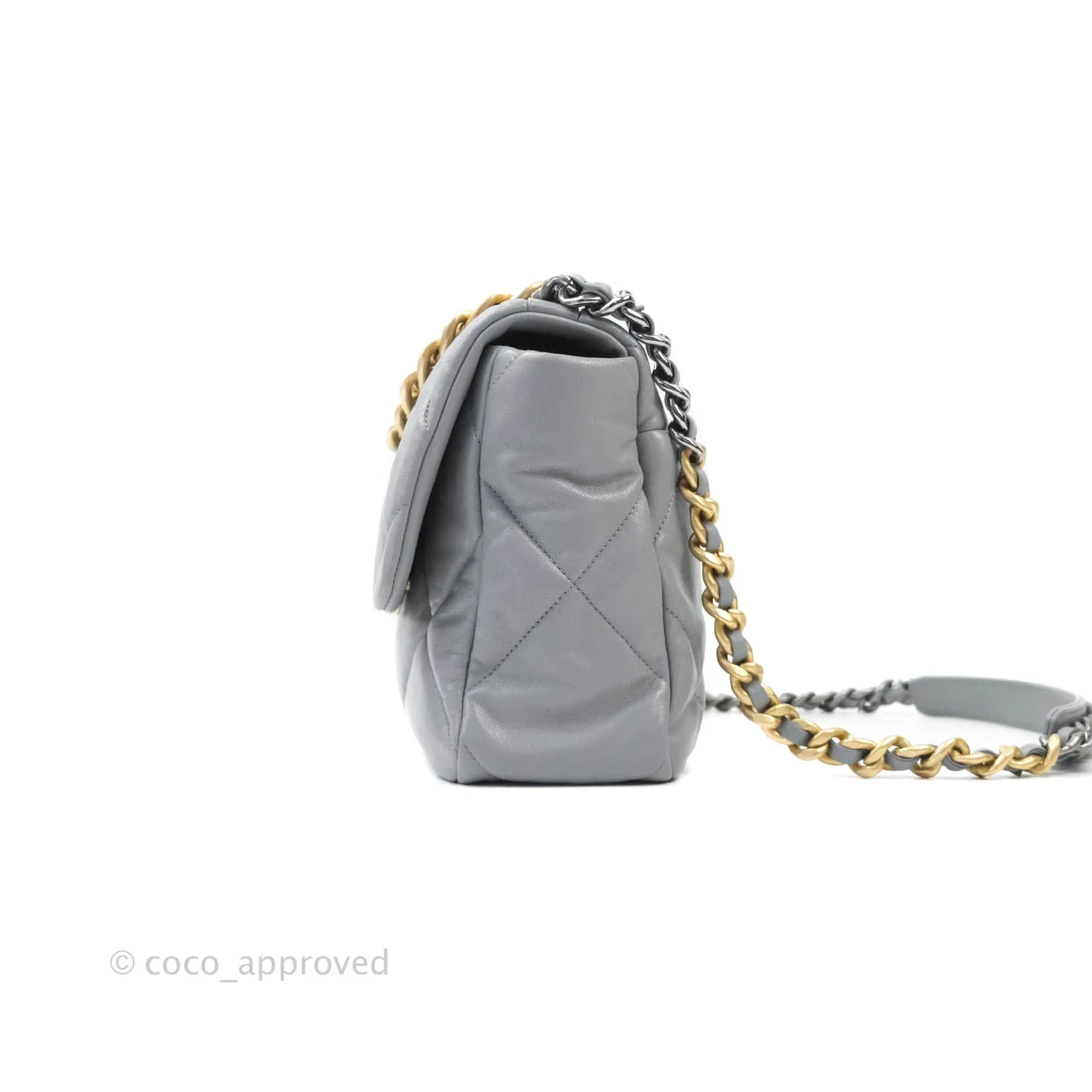Chanel 19 Medium Grey Mixed Hardware Goatskin