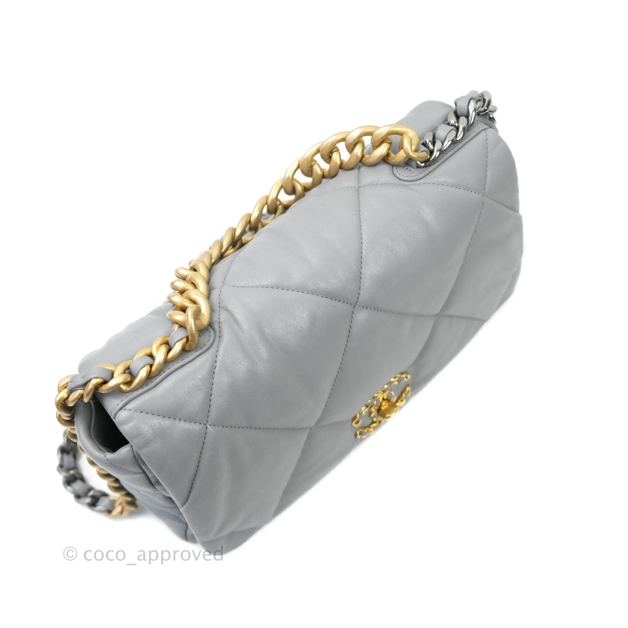 Chanel 19 Medium Grey Mixed Hardware Goatskin