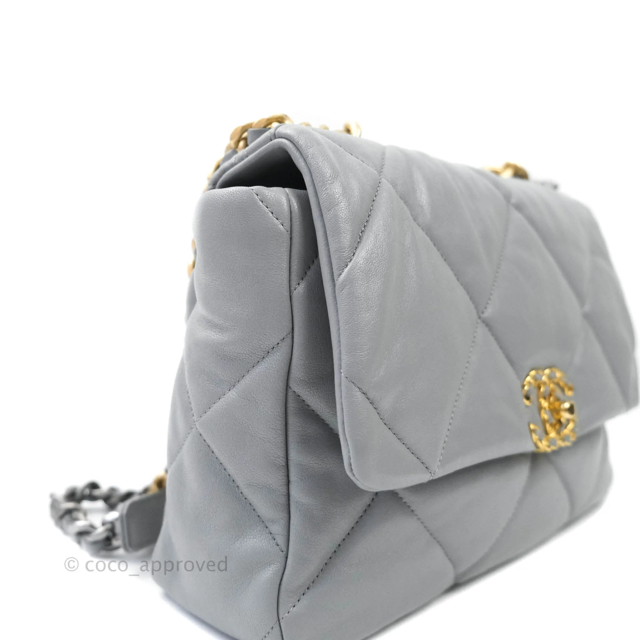 Chanel 19 Medium Grey Mixed Hardware Goatskin