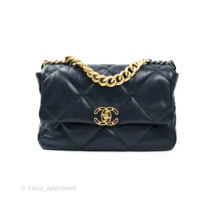 Chanel 19 Medium Navy Mixed Hardware Goatskin