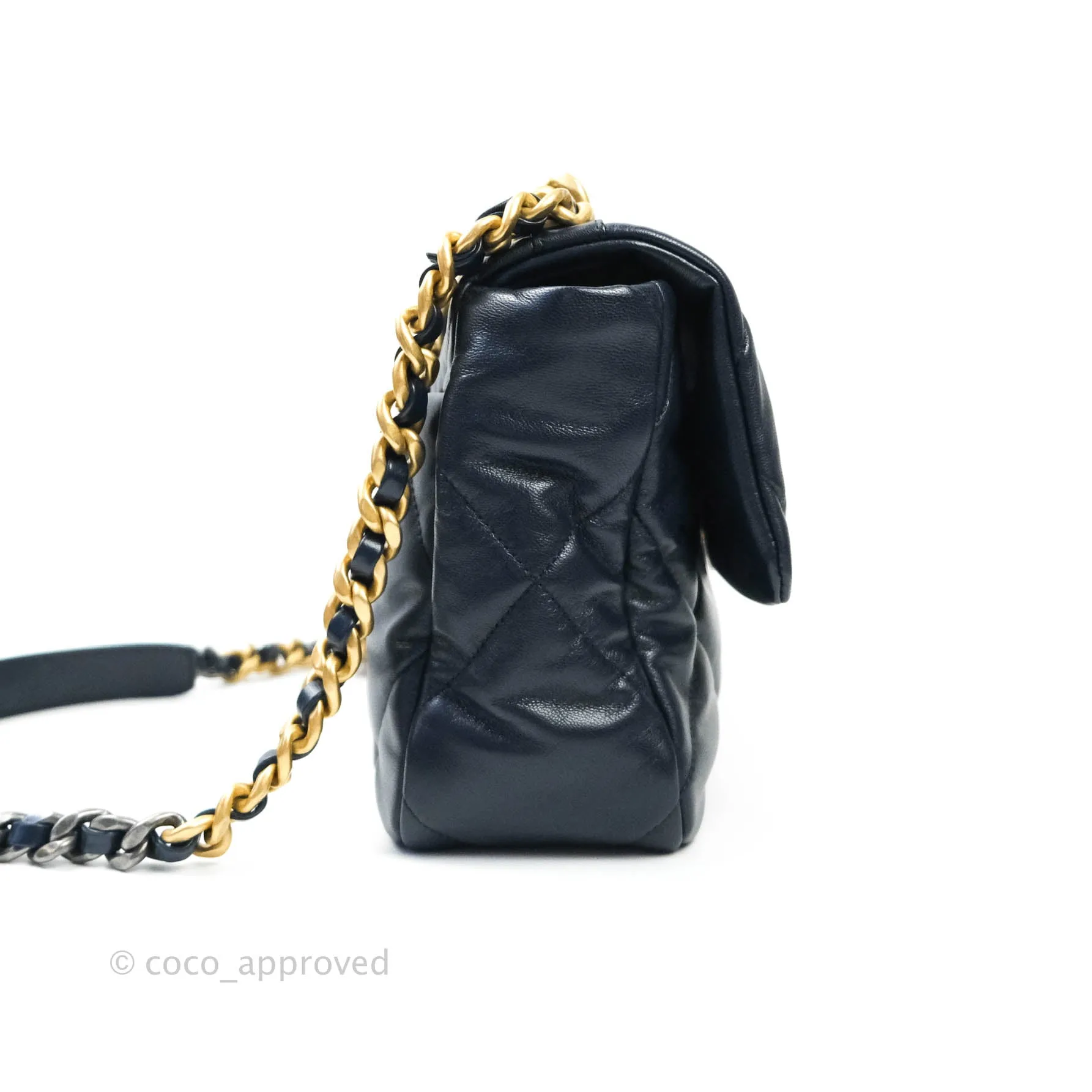 Chanel 19 Medium Navy Mixed Hardware Goatskin
