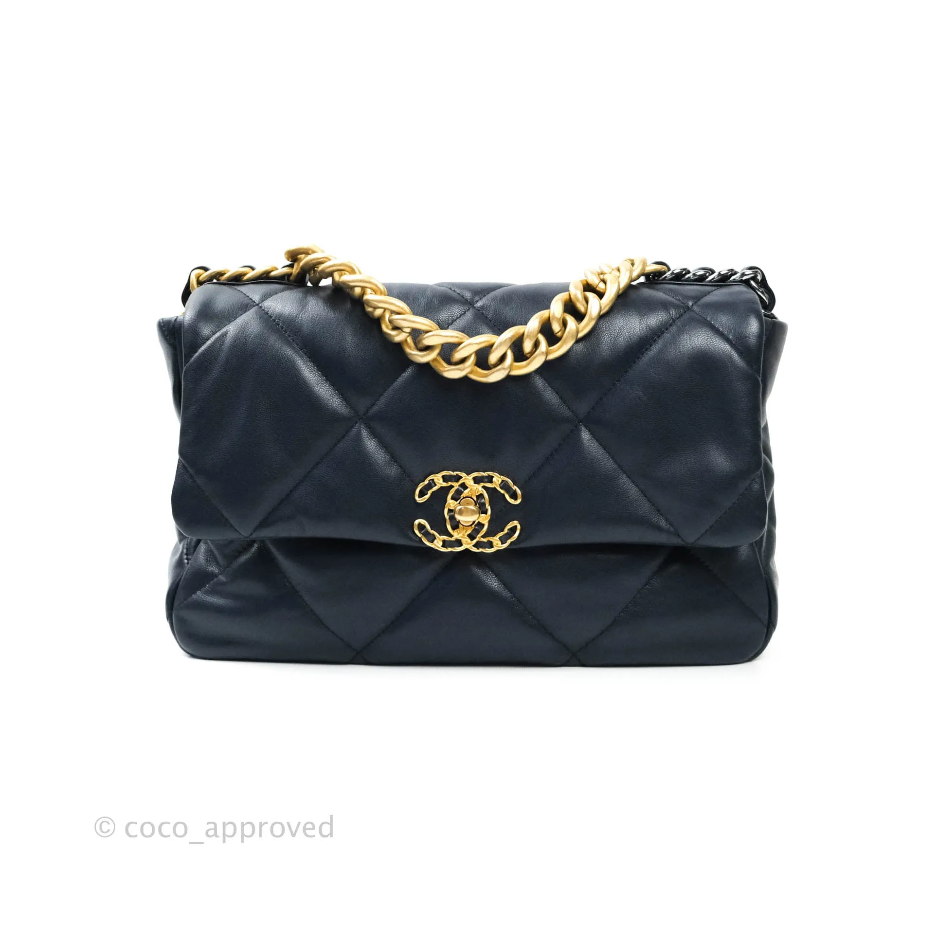 Chanel 19 Medium Navy Mixed Hardware Goatskin