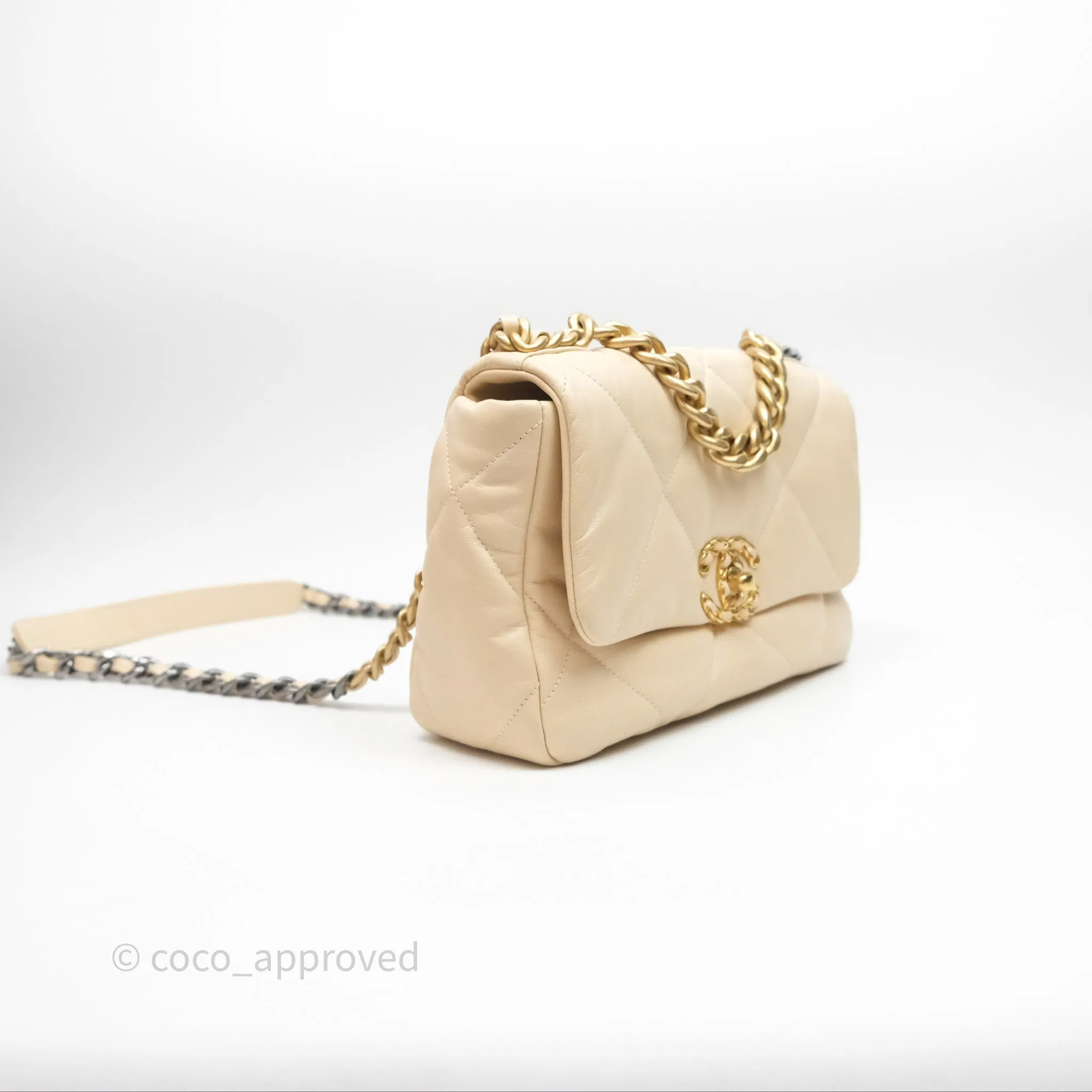 Chanel 19 Small Beige Mixed Hardware