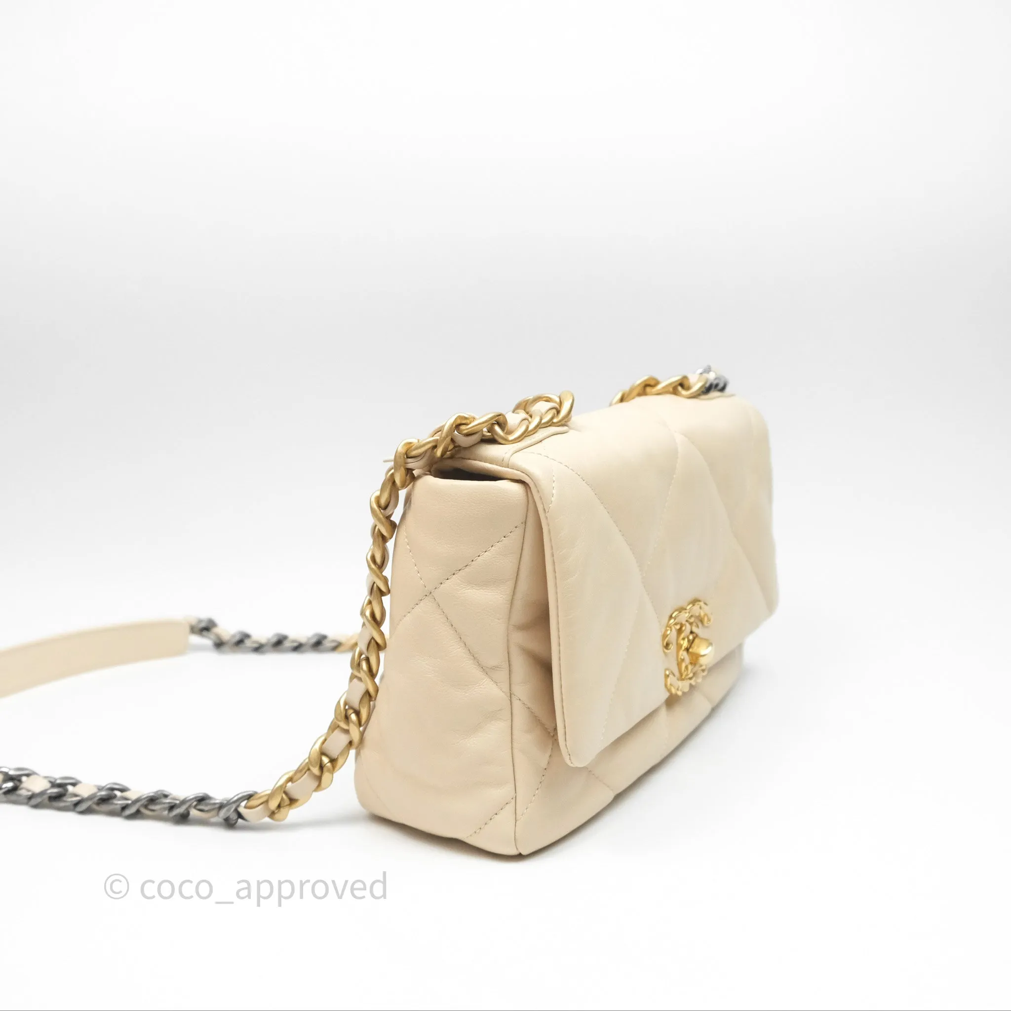 Chanel 19 Small Beige Mixed Hardware
