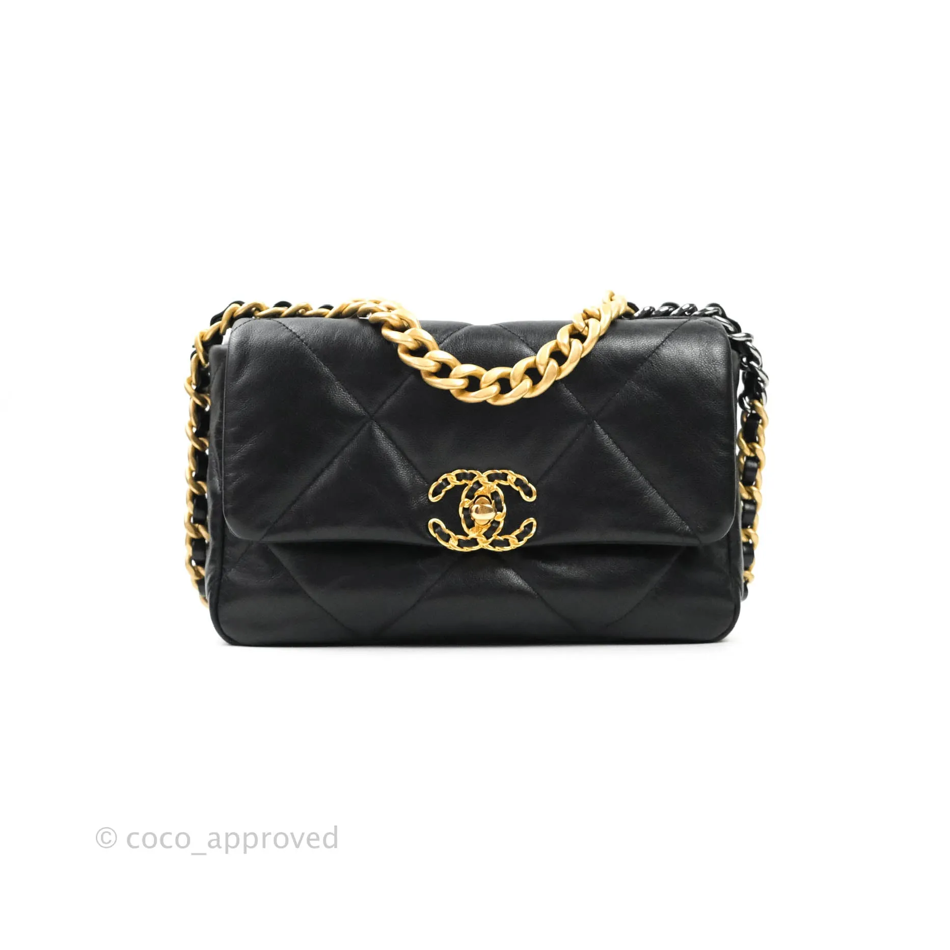 Chanel 19 Small Black Goatskin Mixed Hardware