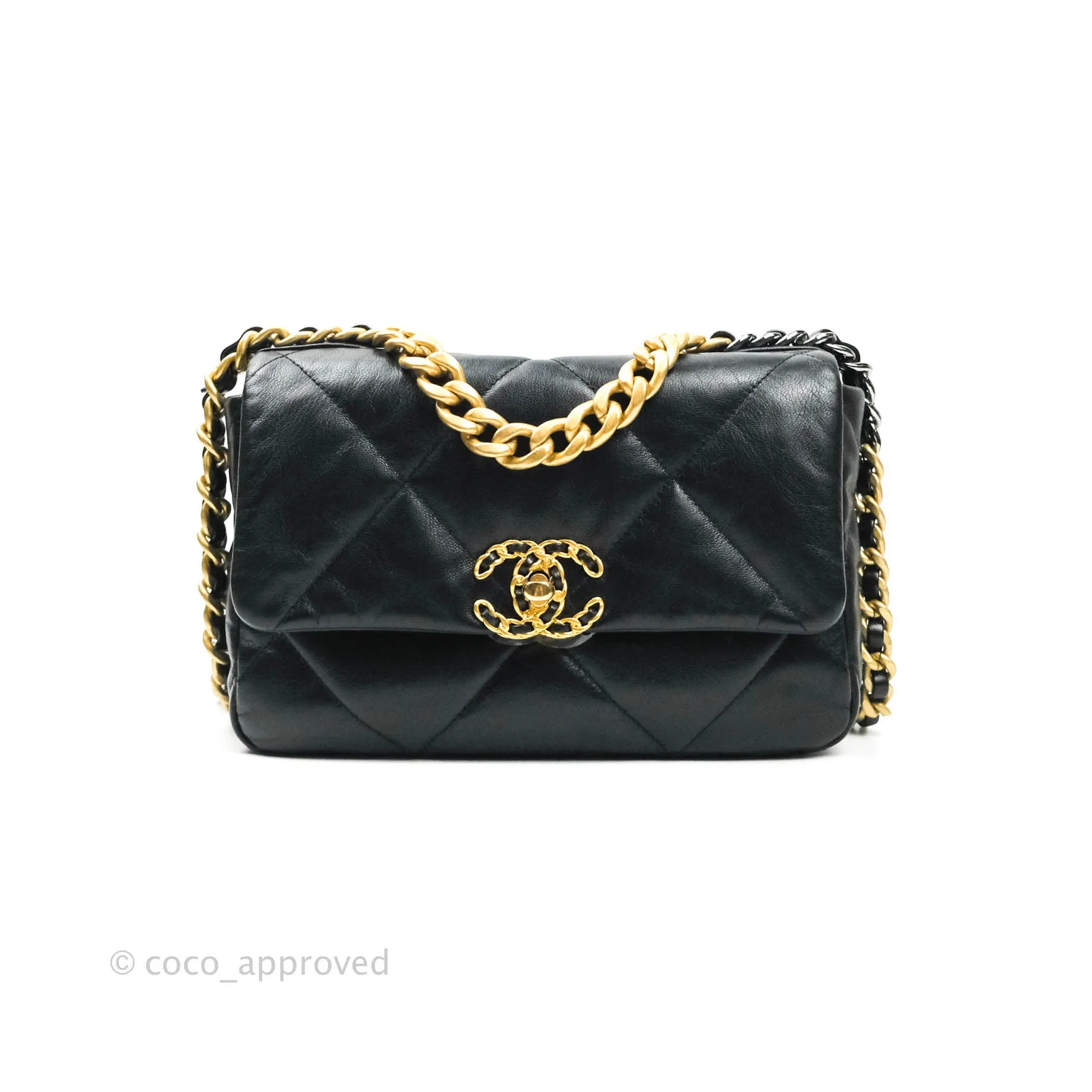 Chanel 19 Small Black Goatskin Mixed Hardware