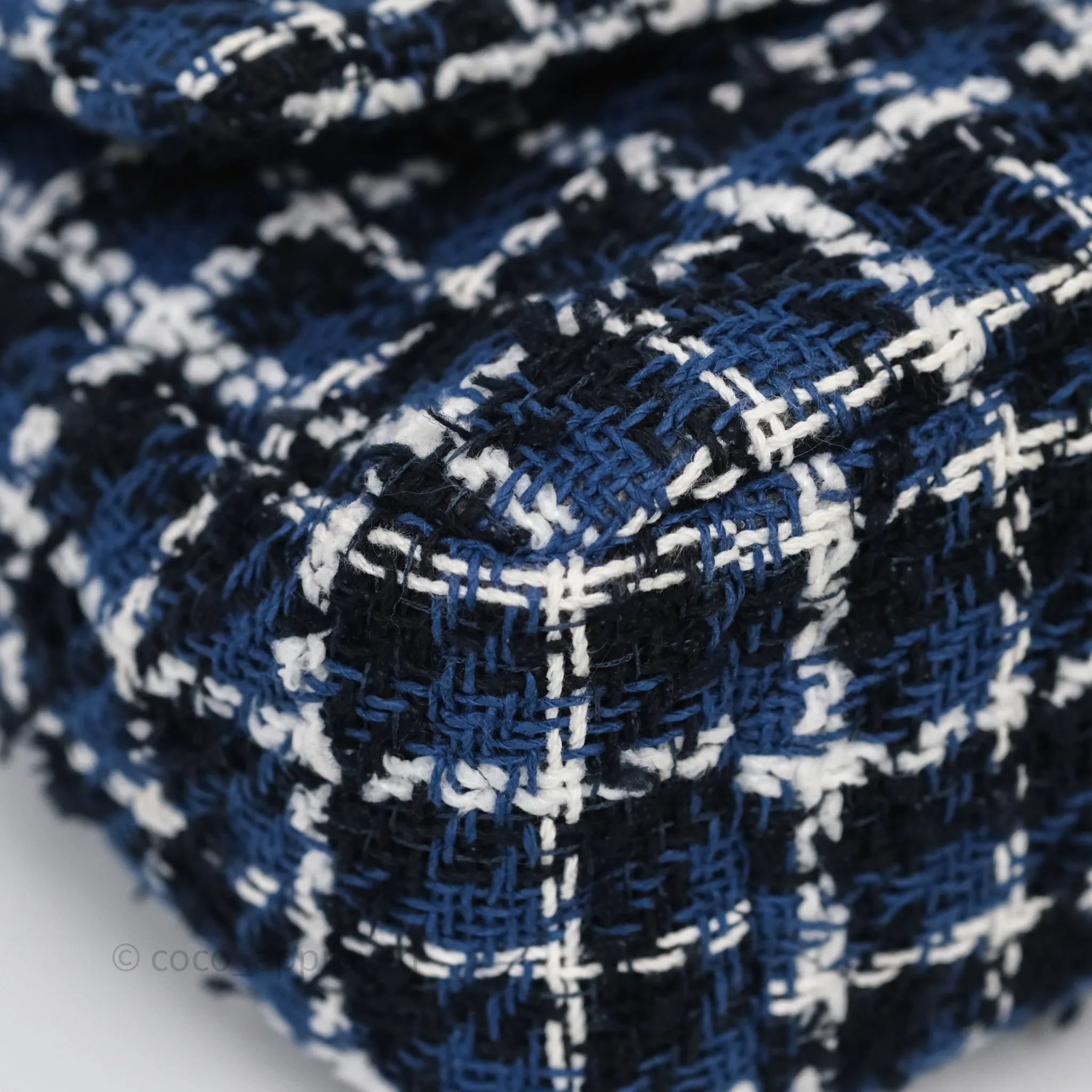 Chanel 19 Small Blue White Black Grid Tweed Mixed Hardware