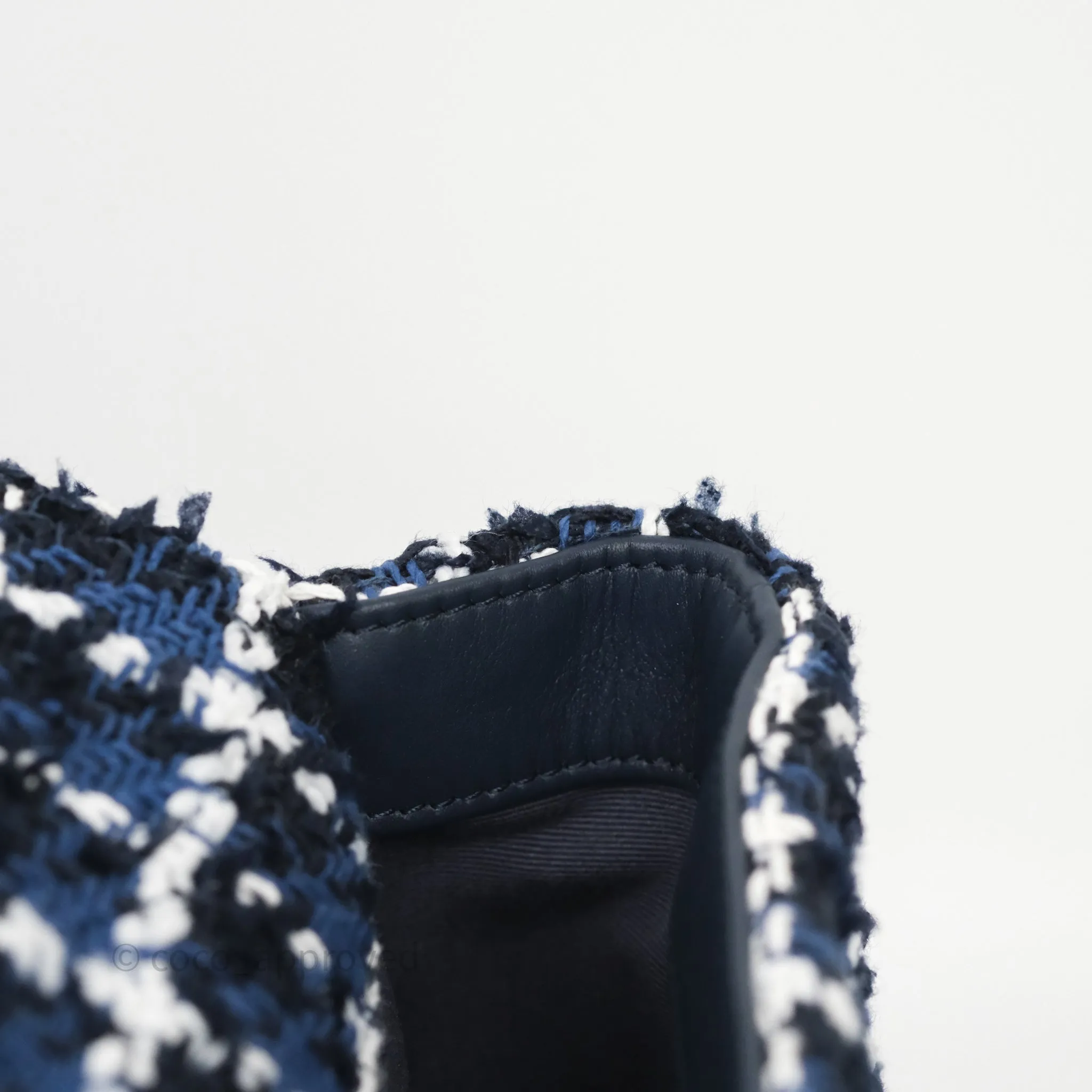 Chanel 19 Small Blue White Black Grid Tweed Mixed Hardware