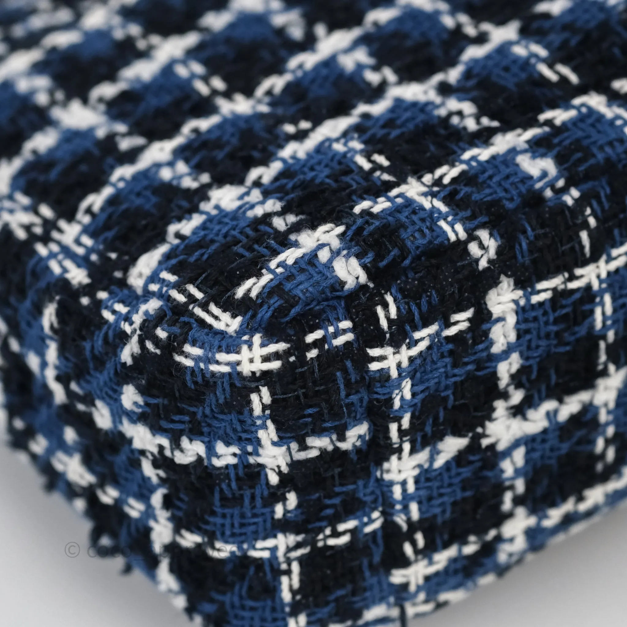 Chanel 19 Small Blue White Black Grid Tweed Mixed Hardware