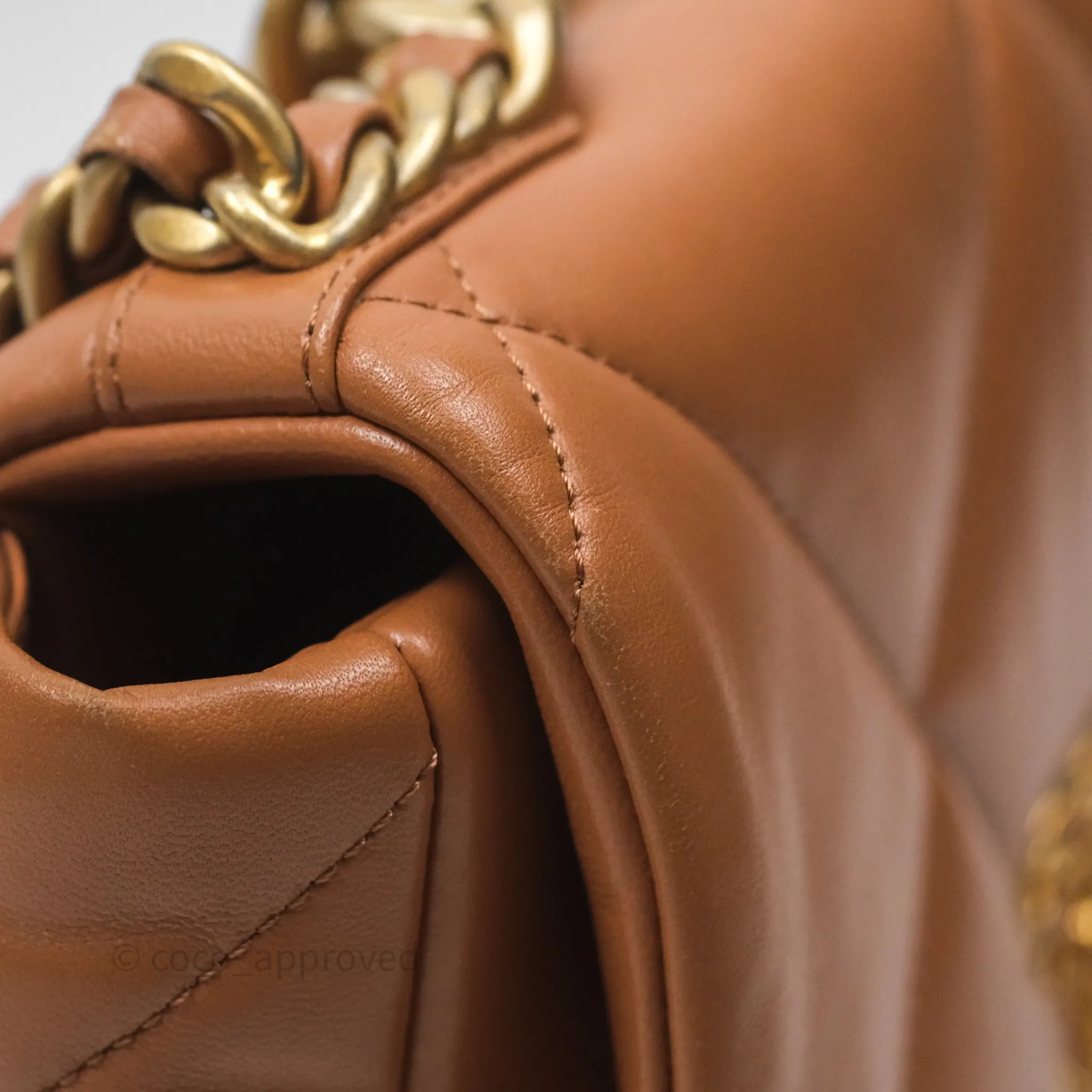 Chanel 19 Small Caramel Dark Beige Brown Mixed Hardware