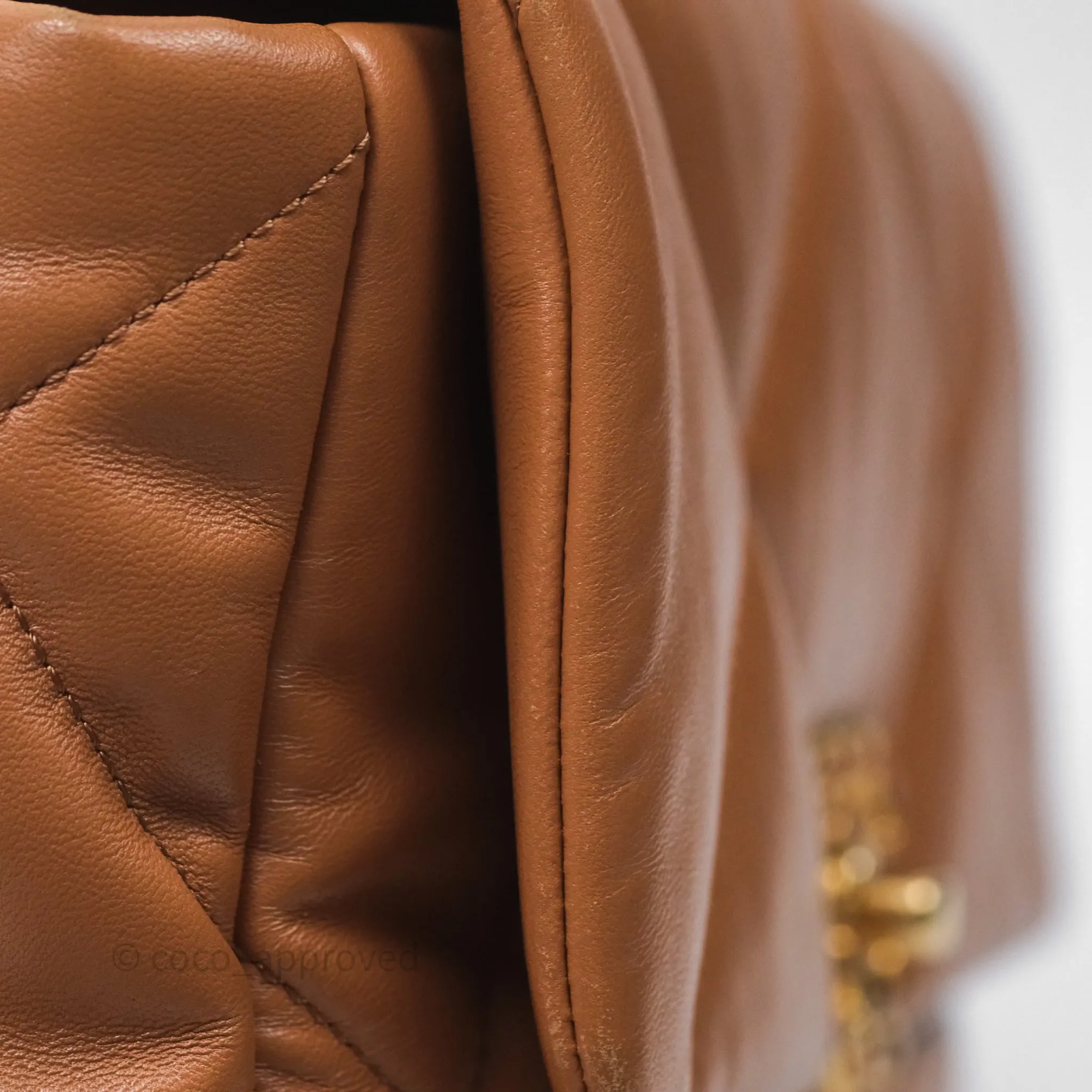 Chanel 19 Small Caramel Dark Beige Brown Mixed Hardware