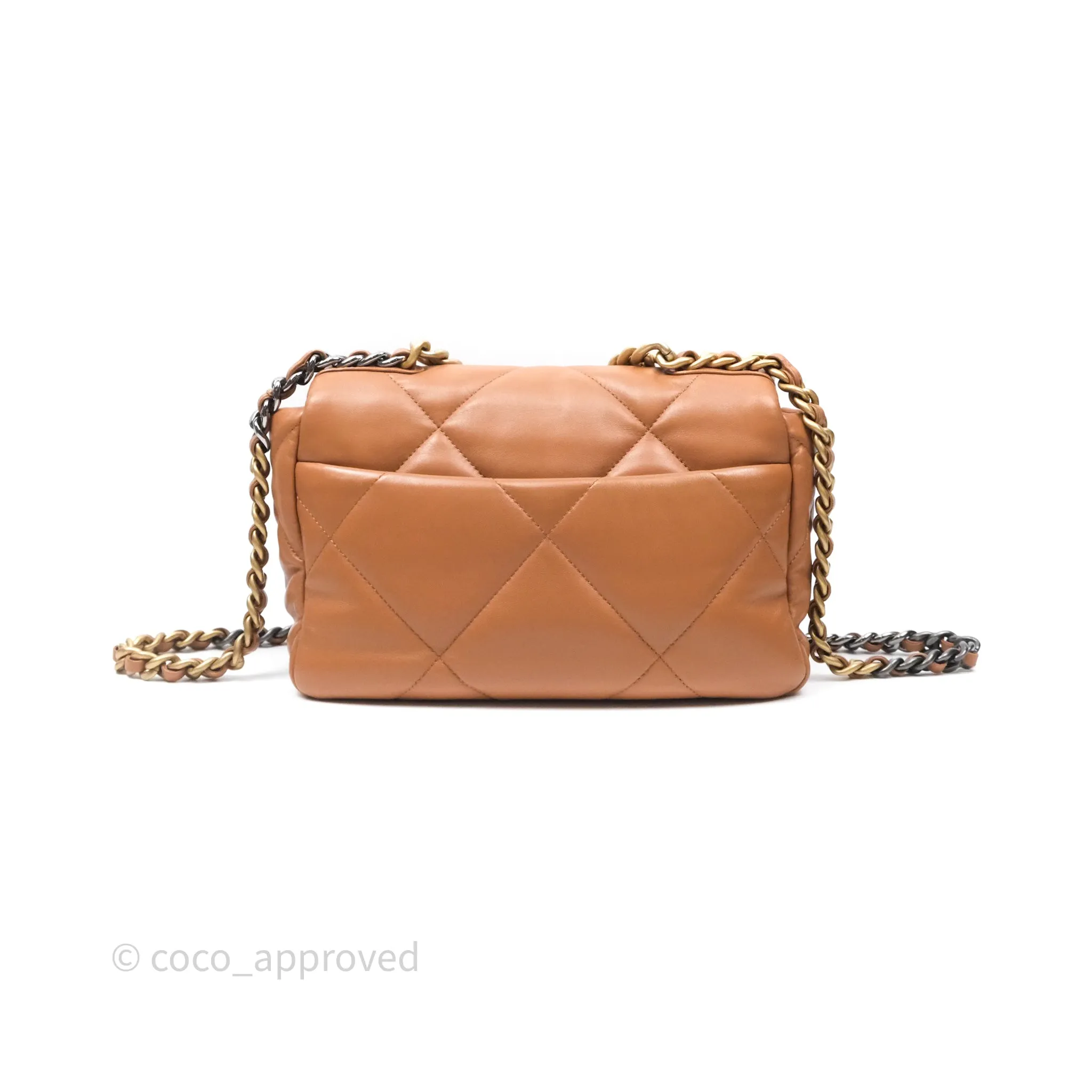 Chanel 19 Small Caramel Dark Beige Brown Mixed Hardware