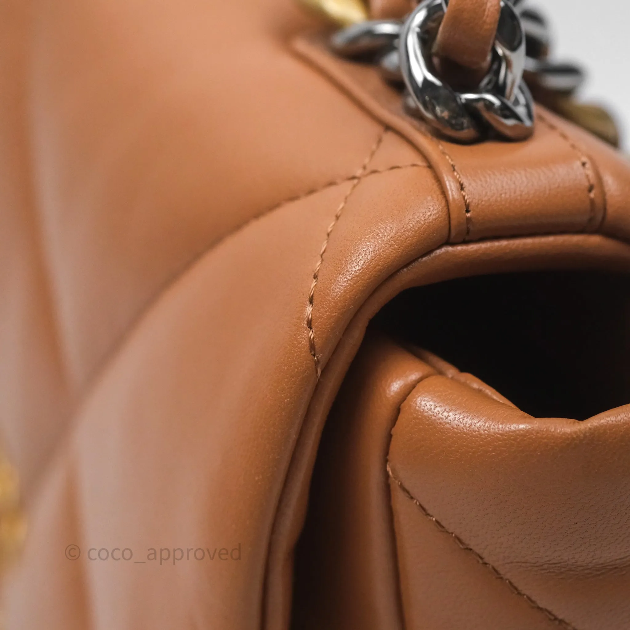 Chanel 19 Small Caramel Dark Beige Brown Mixed Hardware