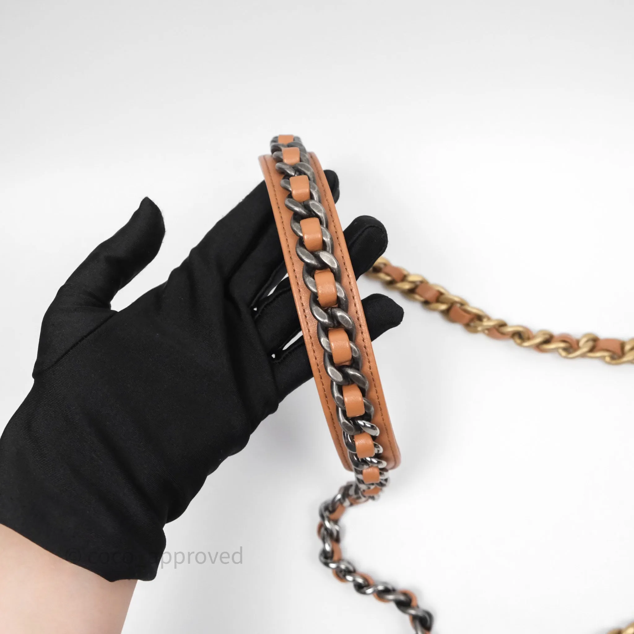 Chanel 19 Small Caramel Dark Beige Brown Mixed Hardware