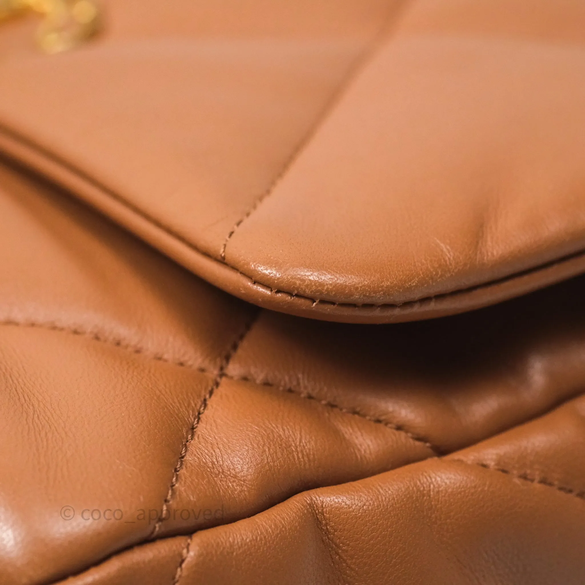 Chanel 19 Small Caramel Dark Beige Brown Mixed Hardware