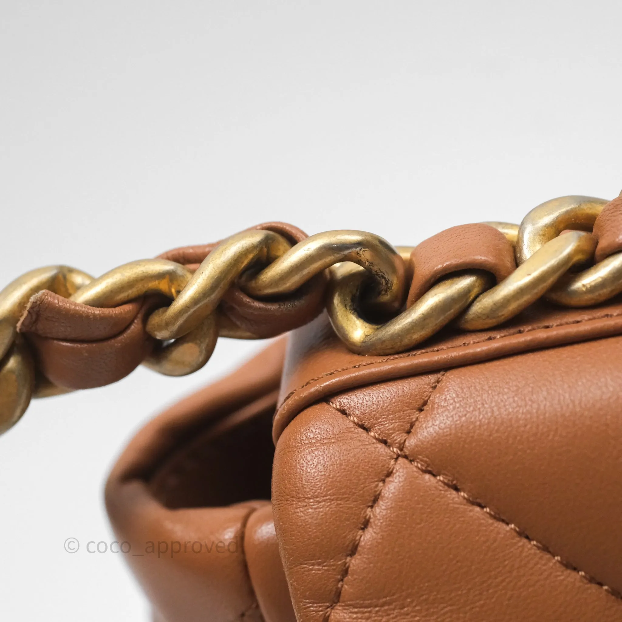 Chanel 19 Small Caramel Dark Beige Brown Mixed Hardware