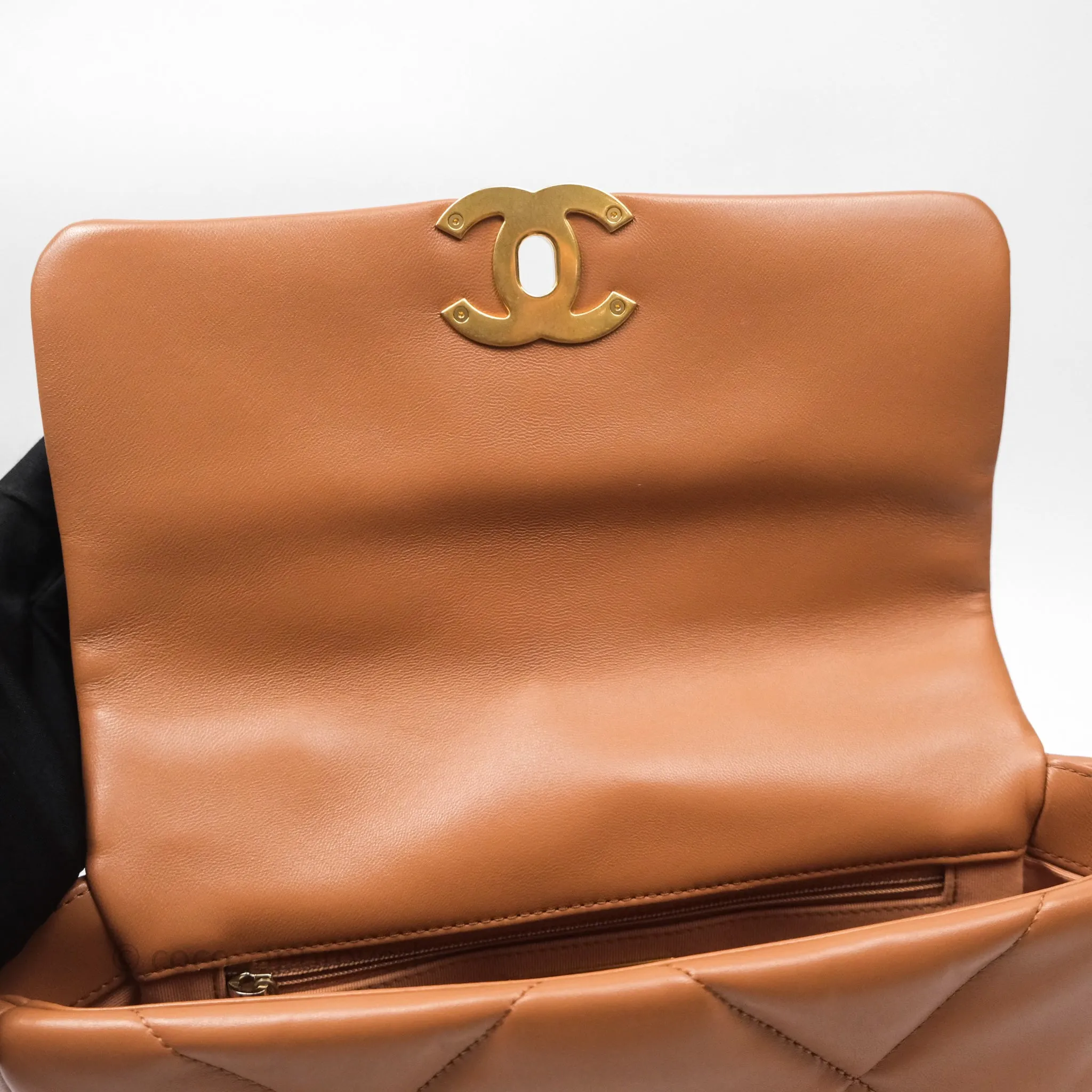 Chanel 19 Small Caramel Dark Beige Brown Mixed Hardware