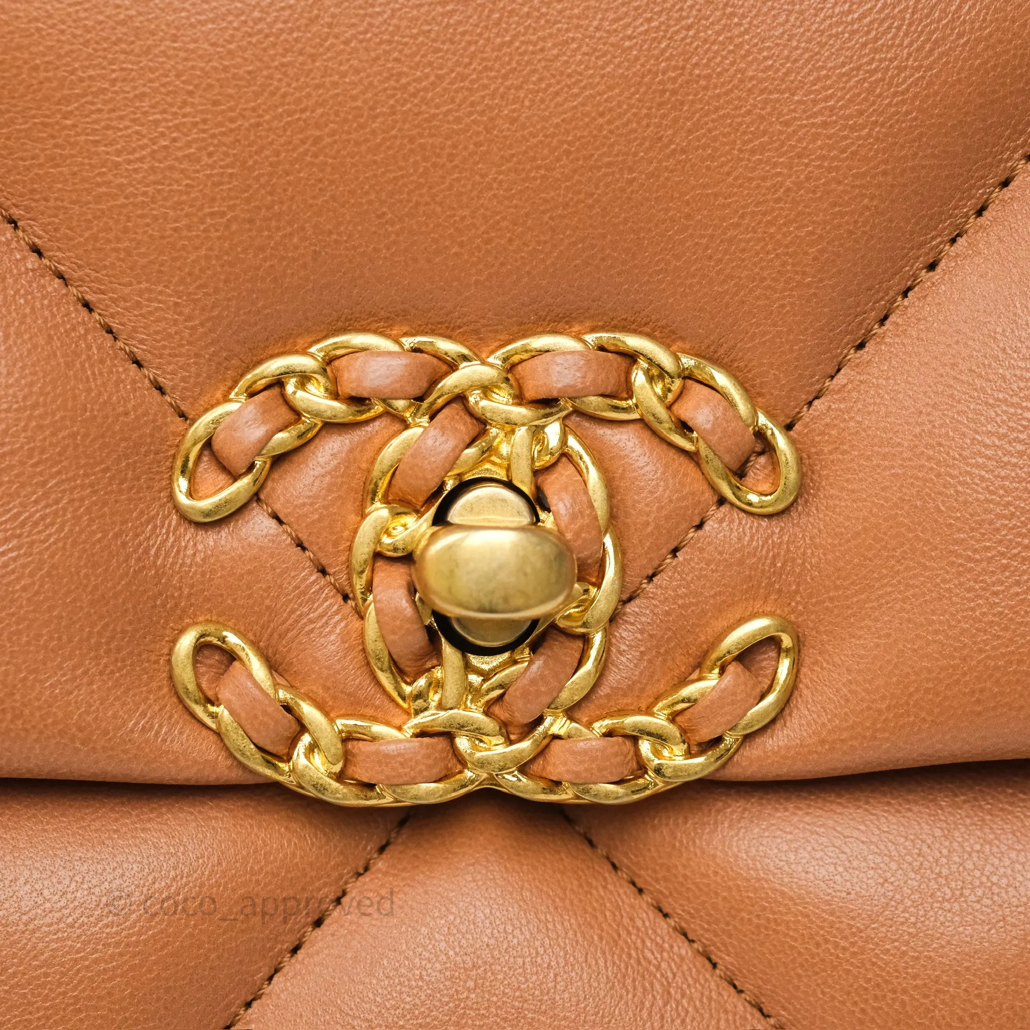 Chanel 19 Small Caramel Dark Beige Brown Mixed Hardware