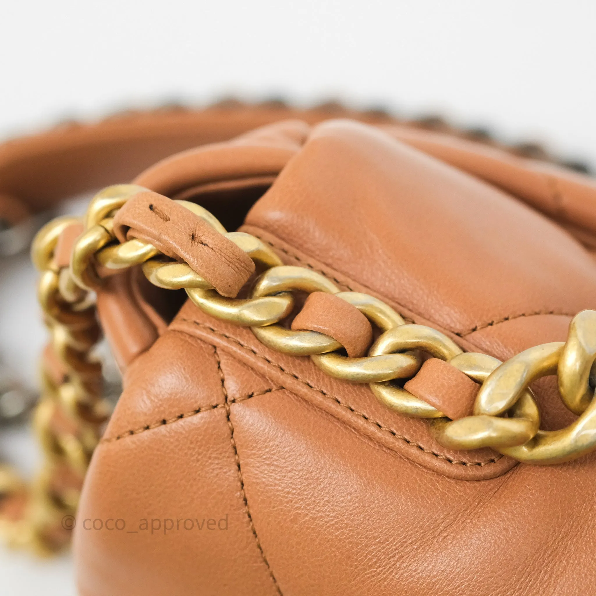Chanel 19 Small Caramel Dark Beige Brown Mixed Hardware