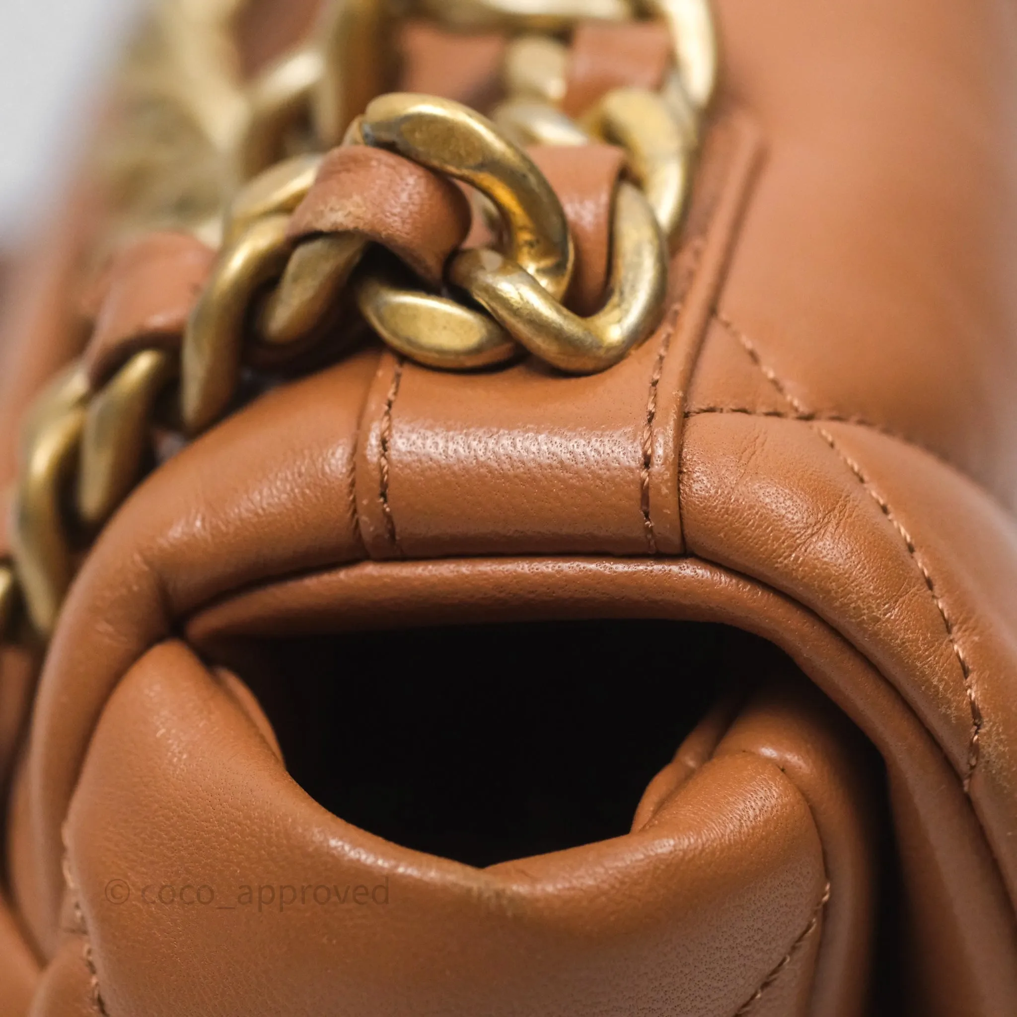 Chanel 19 Small Caramel Dark Beige Brown Mixed Hardware
