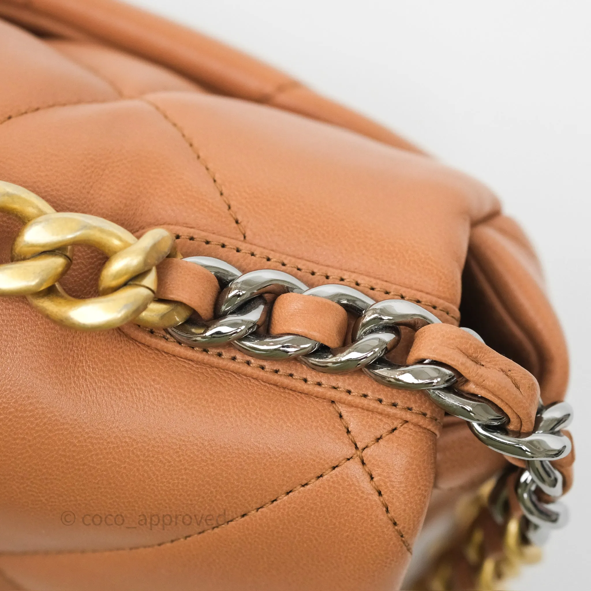 Chanel 19 Small Caramel Dark Beige Brown Mixed Hardware
