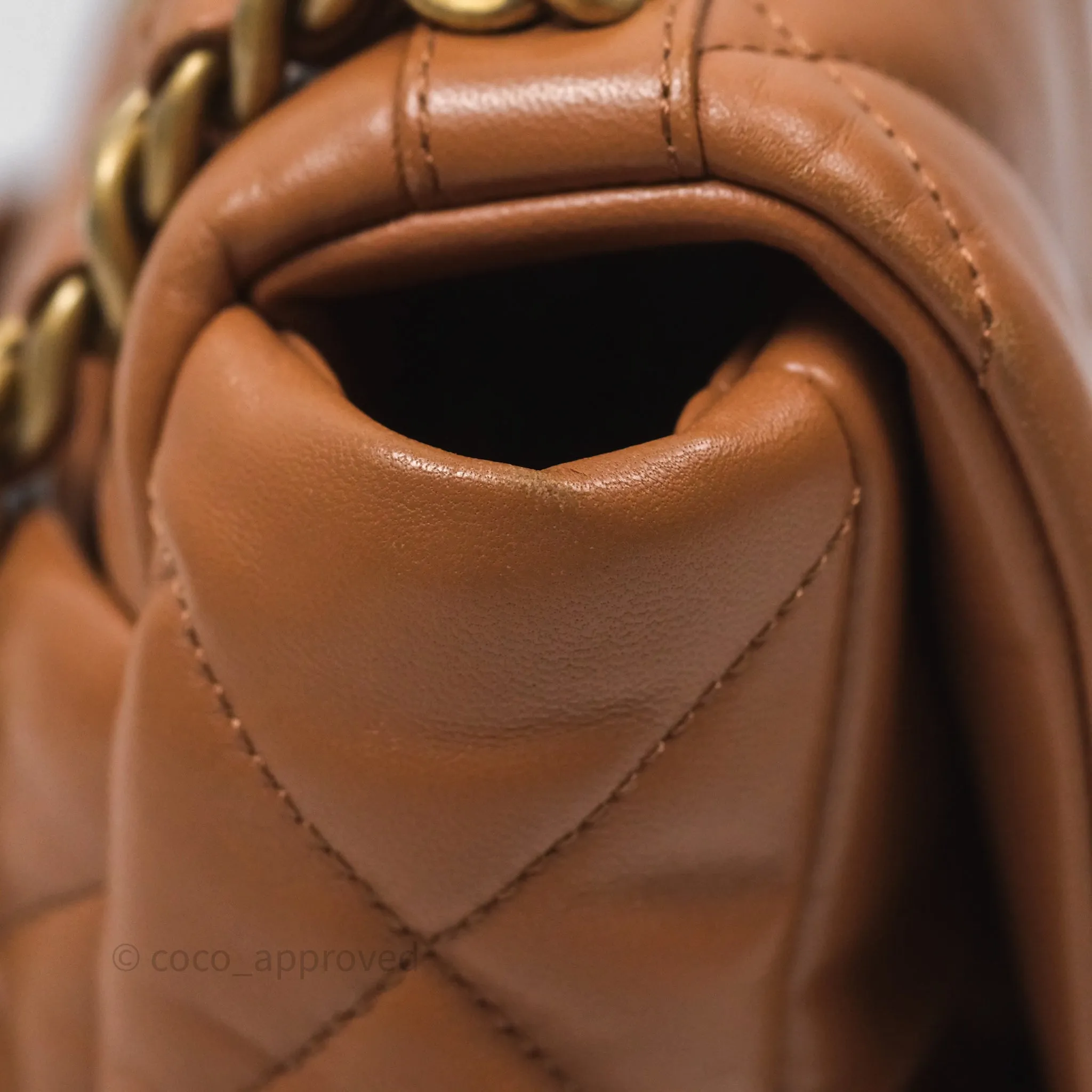 Chanel 19 Small Caramel Dark Beige Brown Mixed Hardware