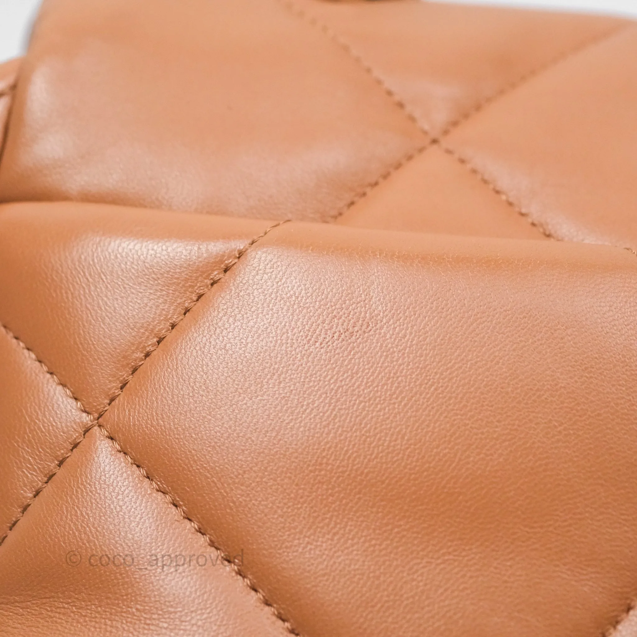 Chanel 19 Small Caramel Dark Beige Brown Mixed Hardware