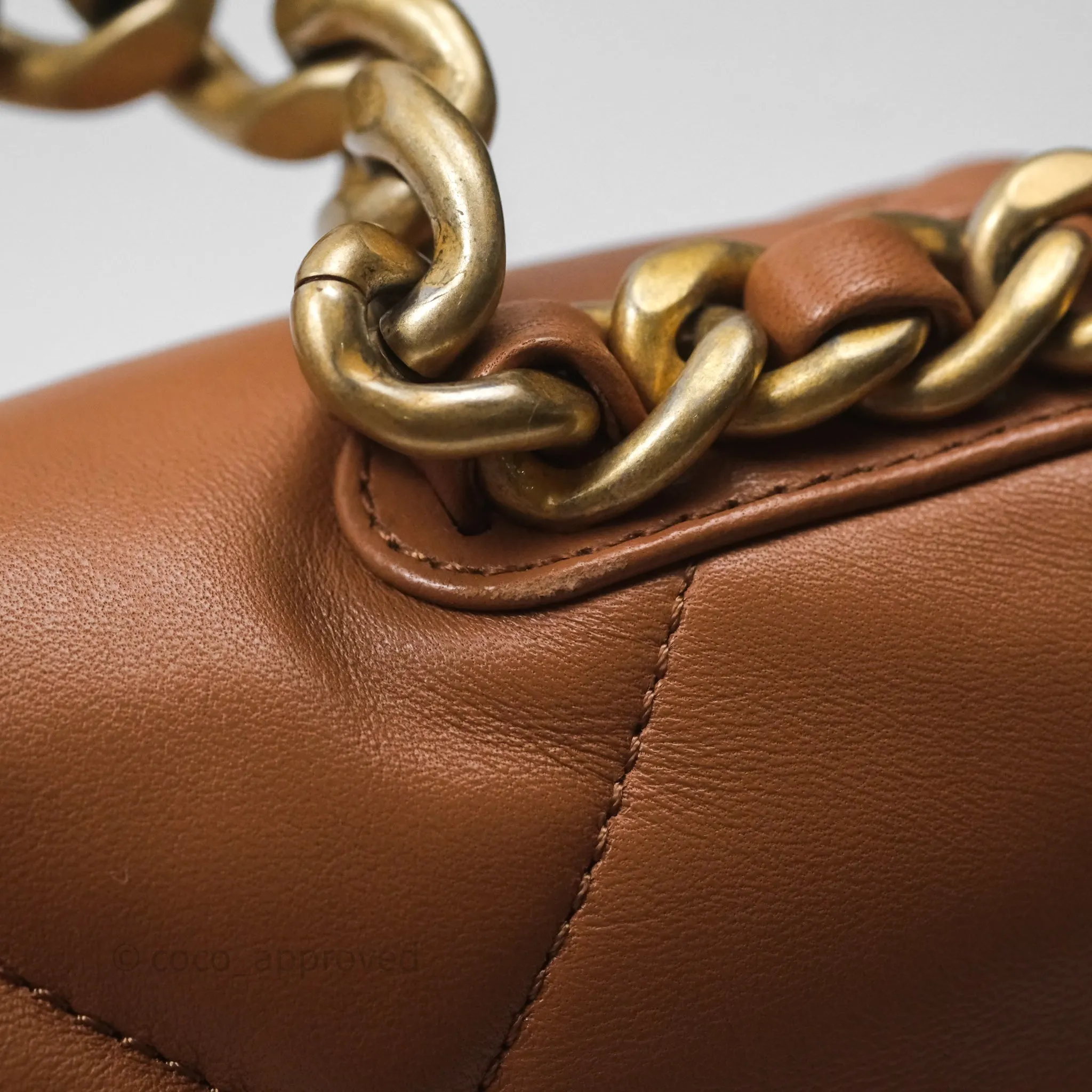 Chanel 19 Small Caramel Dark Beige Brown Mixed Hardware