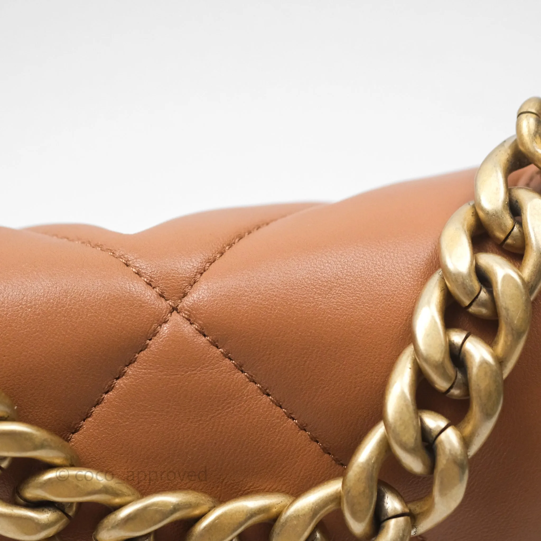 Chanel 19 Small Caramel Dark Beige Brown Mixed Hardware