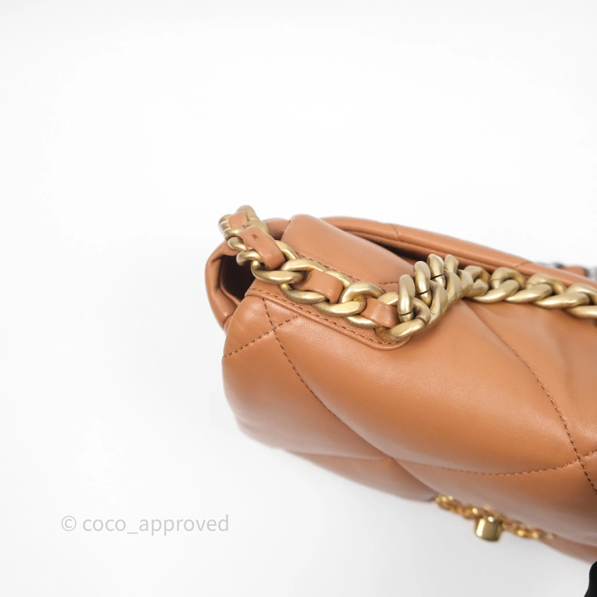 Chanel 19 Small Caramel Dark Beige Brown Mixed Hardware