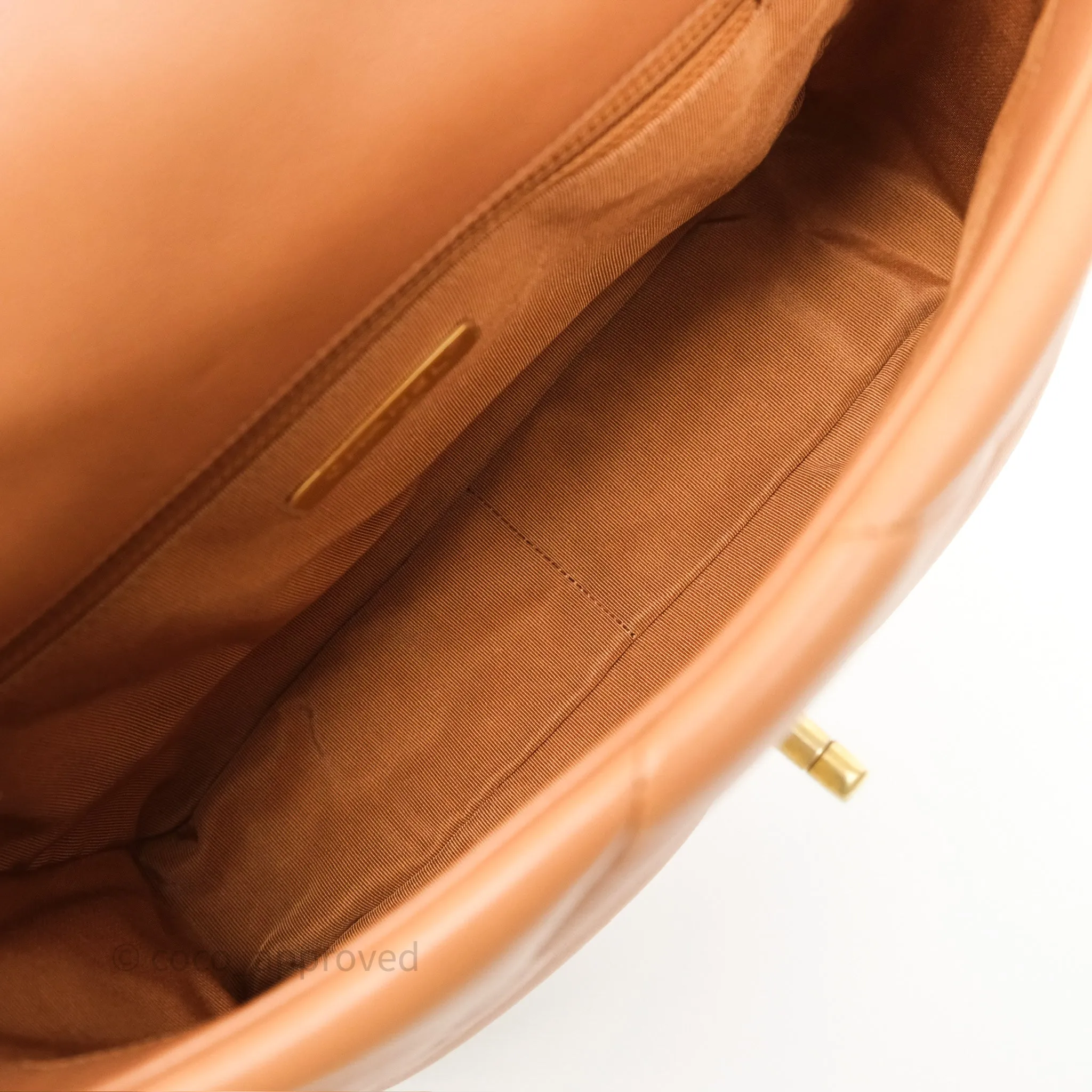 Chanel 19 Small Caramel Dark Beige Brown Mixed Hardware