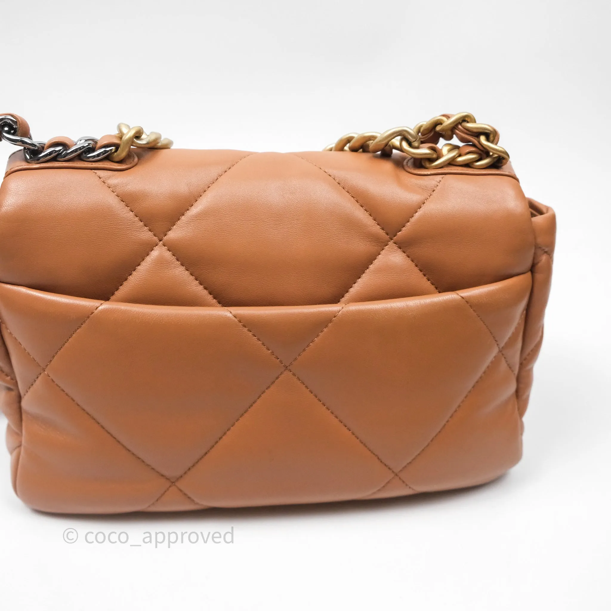 Chanel 19 Small Caramel Dark Beige Brown Mixed Hardware