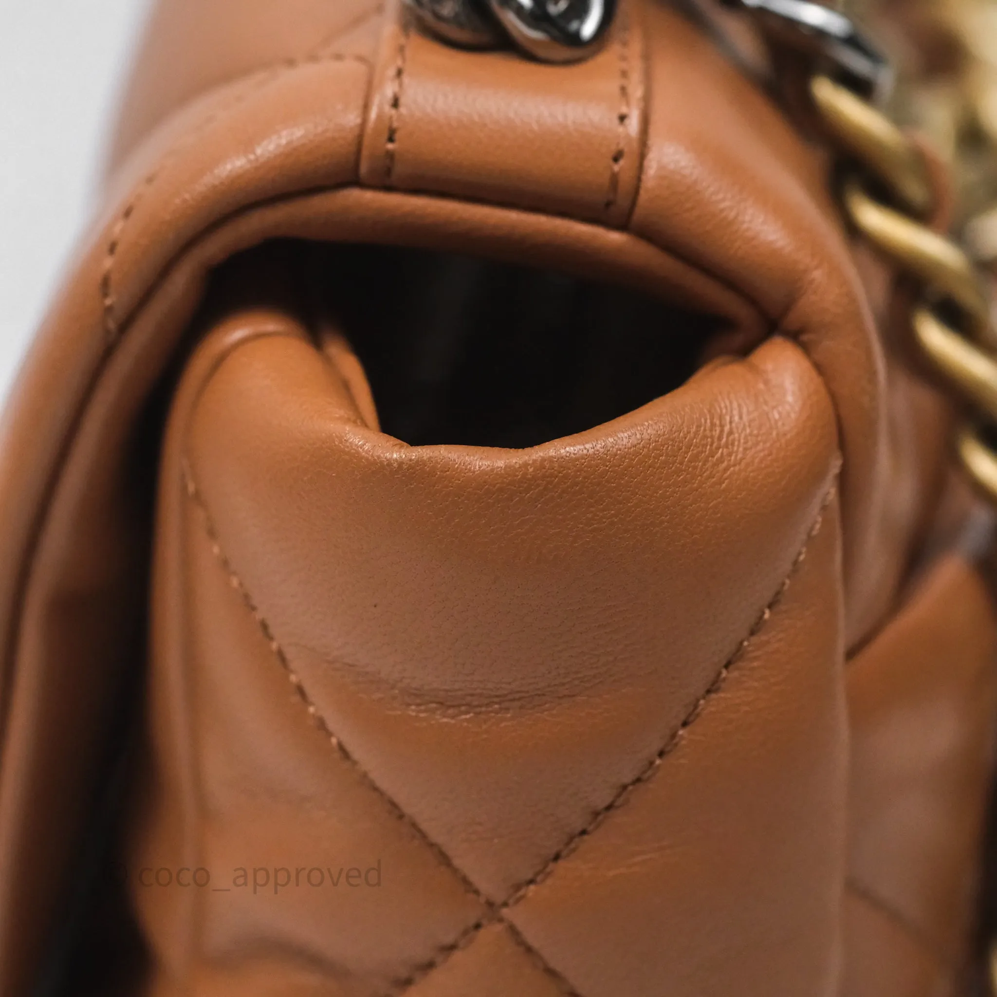 Chanel 19 Small Caramel Dark Beige Brown Mixed Hardware
