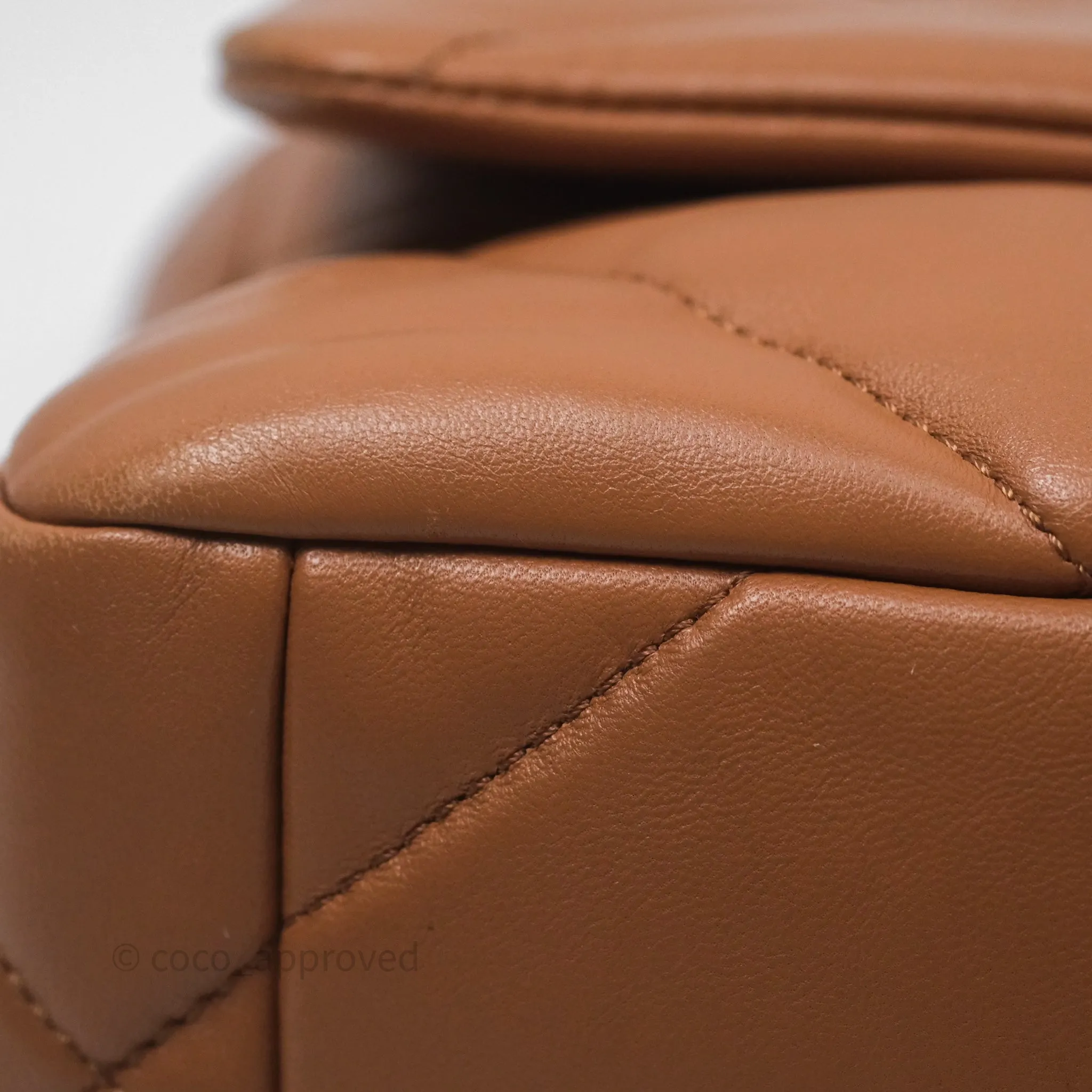 Chanel 19 Small Caramel Dark Beige Brown Mixed Hardware