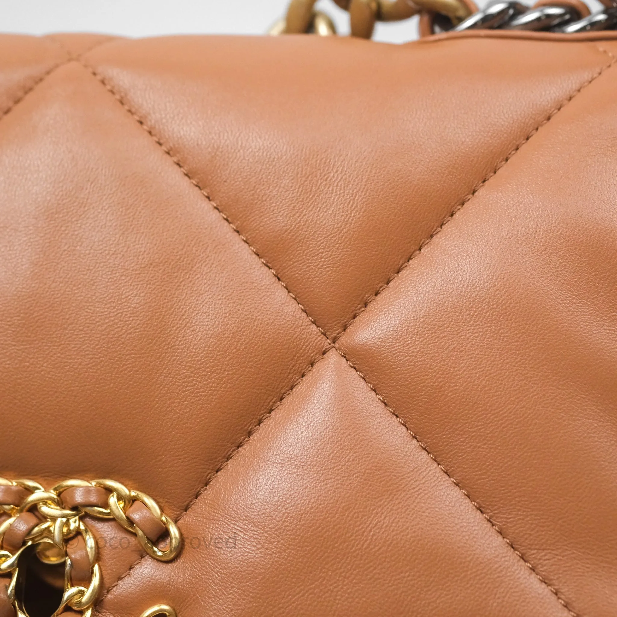 Chanel 19 Small Caramel Dark Beige Brown Mixed Hardware