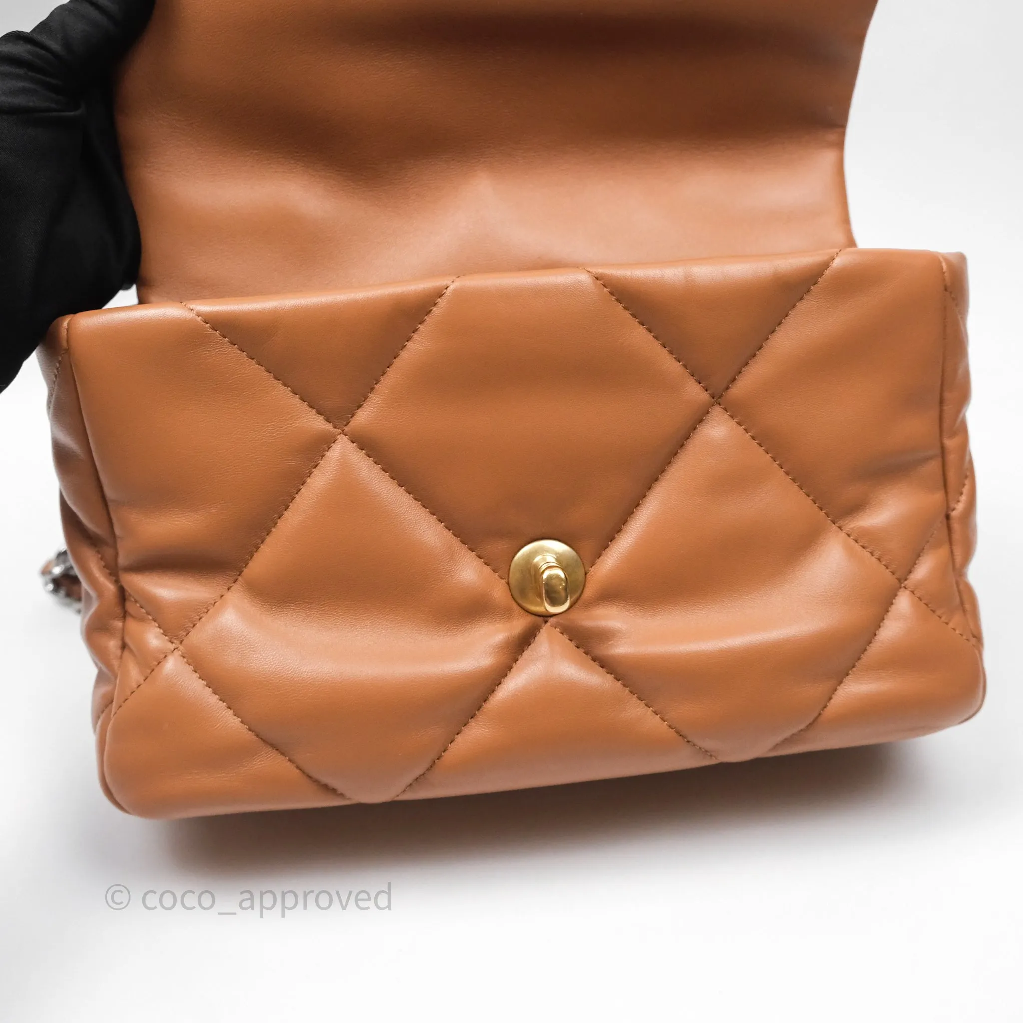 Chanel 19 Small Caramel Dark Beige Brown Mixed Hardware