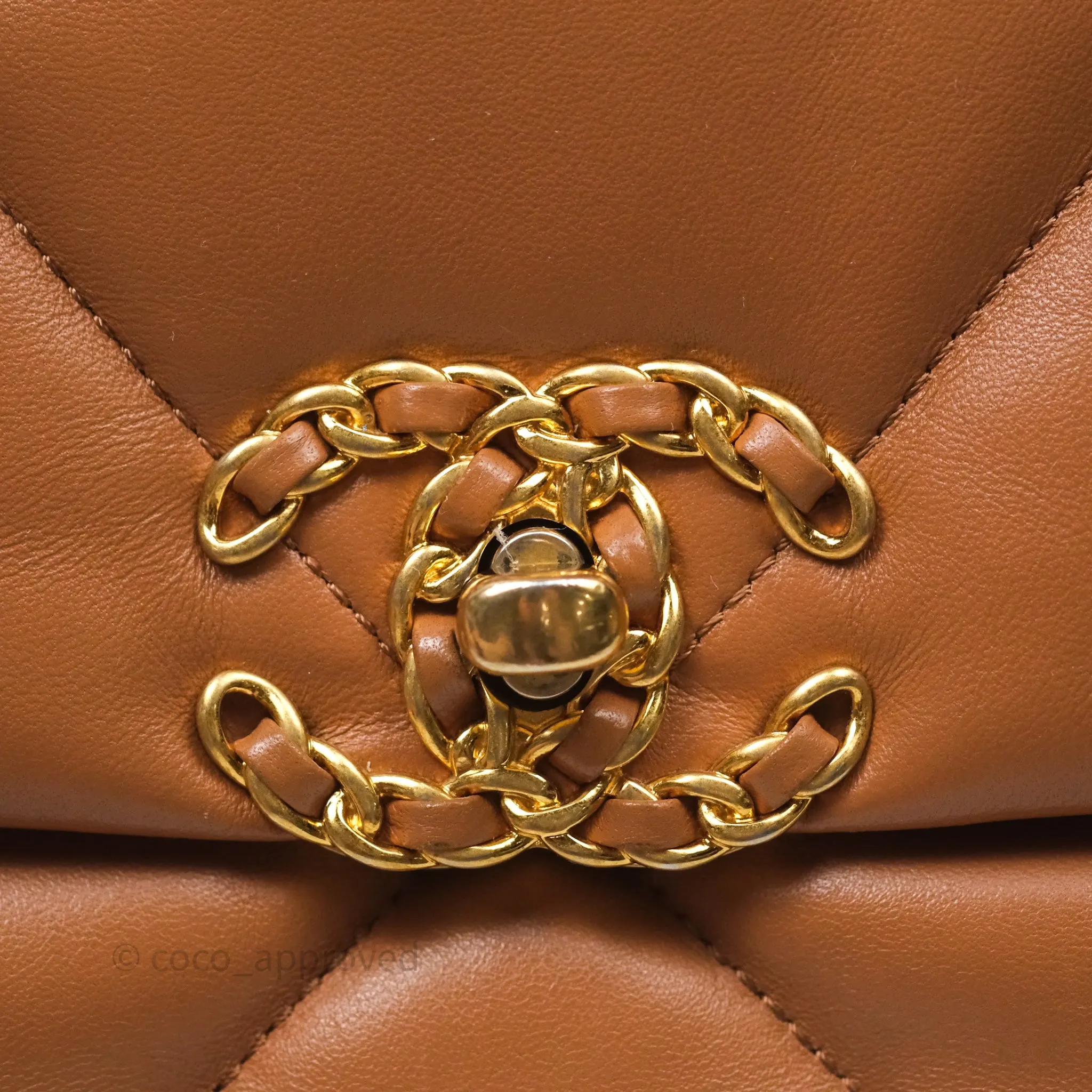 Chanel 19 Small Caramel Dark Beige Brown Mixed Hardware
