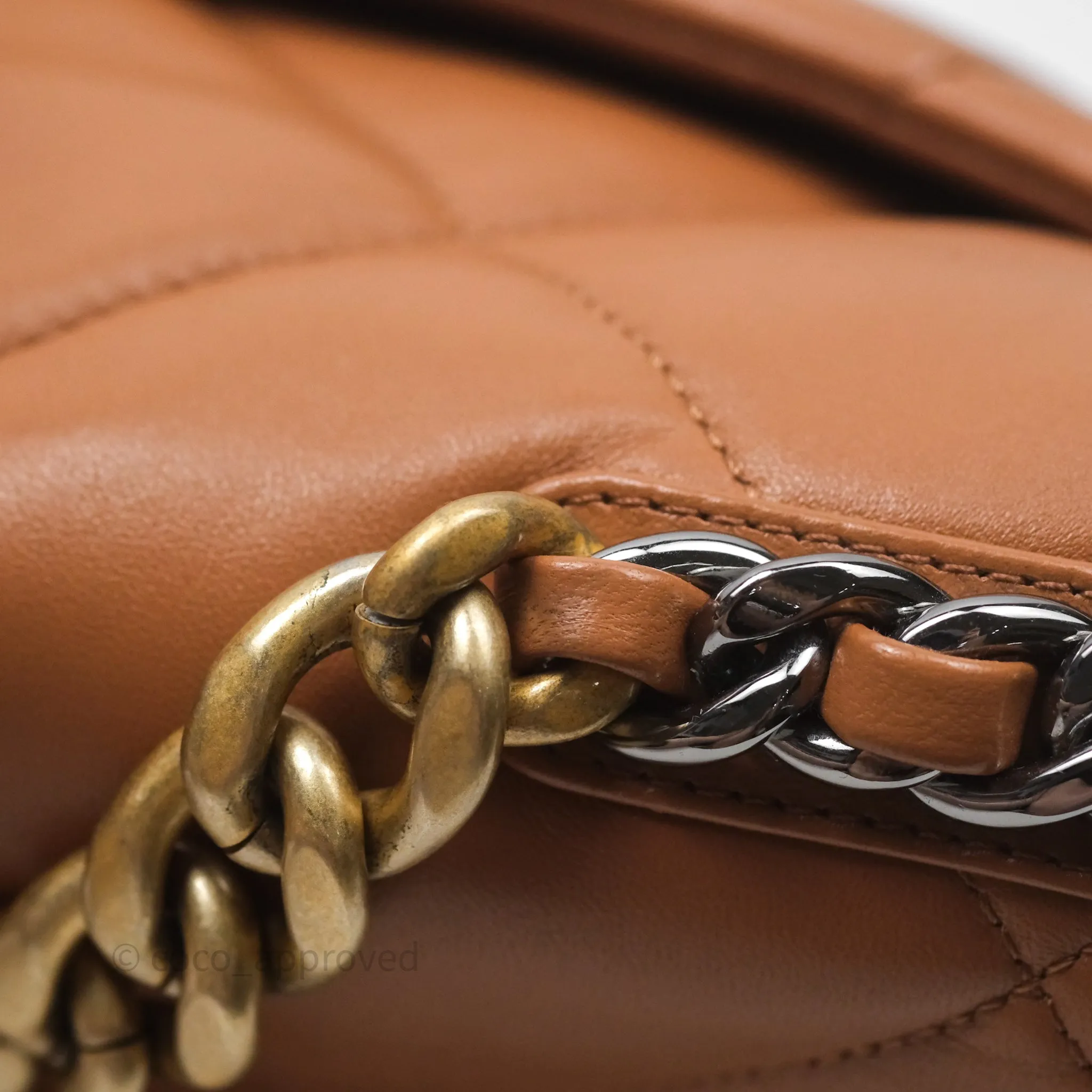 Chanel 19 Small Caramel Dark Beige Brown Mixed Hardware