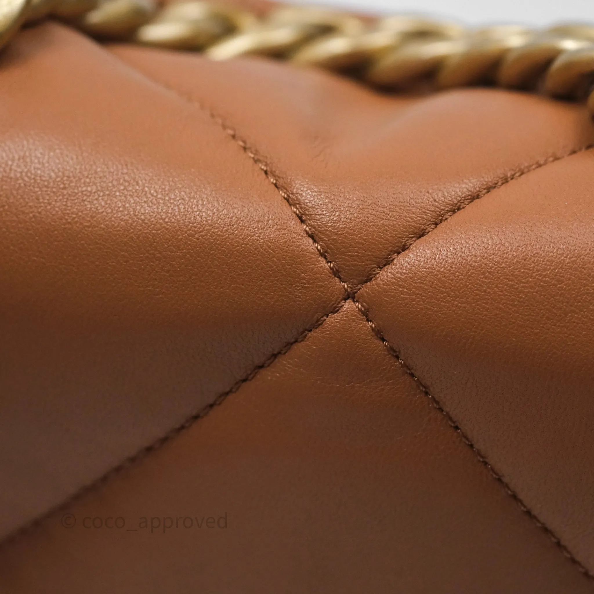 Chanel 19 Small Caramel Dark Beige Brown Mixed Hardware