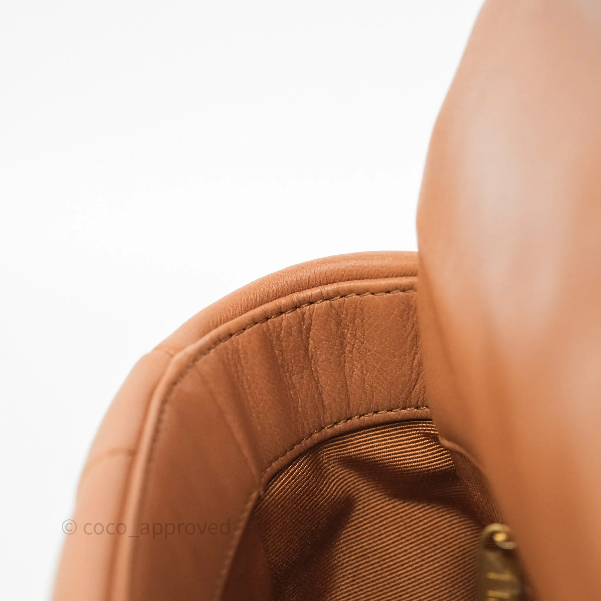 Chanel 19 Small Caramel Dark Beige Brown Mixed Hardware
