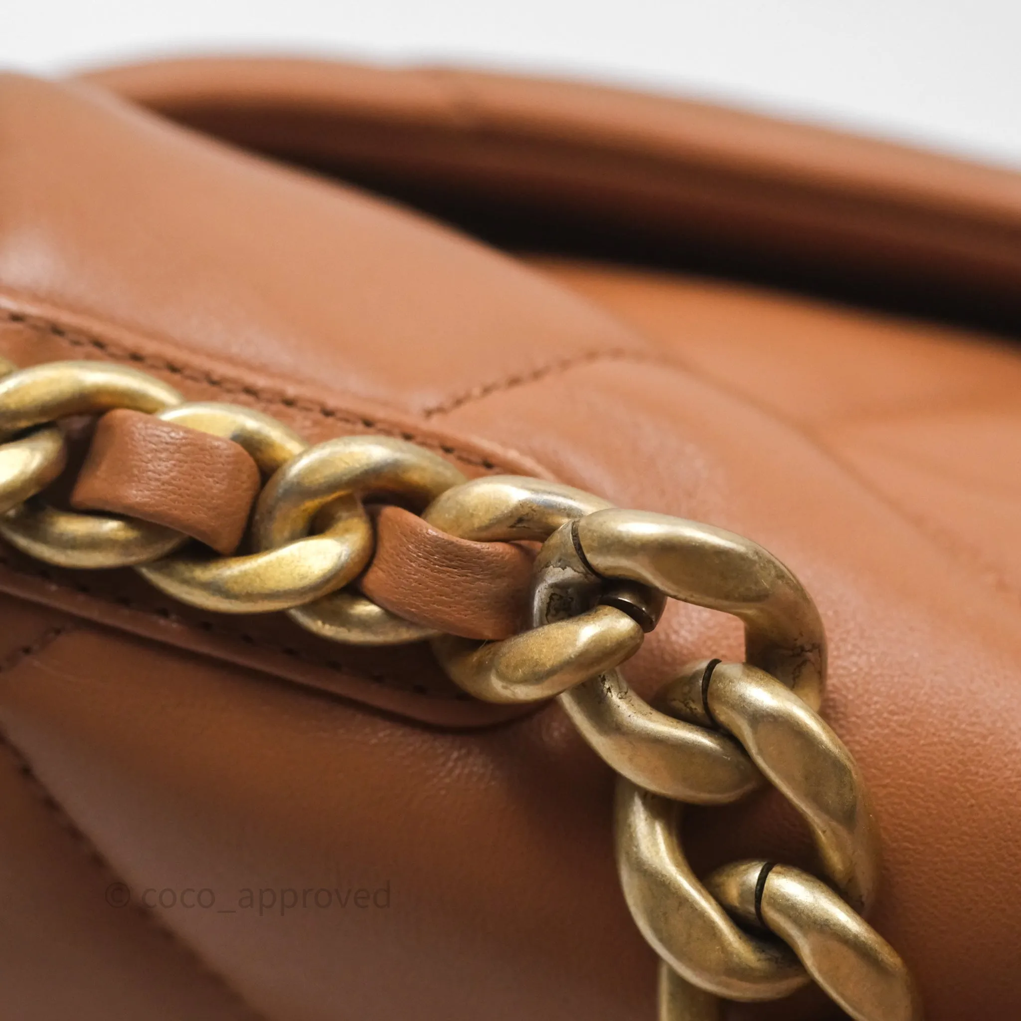 Chanel 19 Small Caramel Dark Beige Brown Mixed Hardware