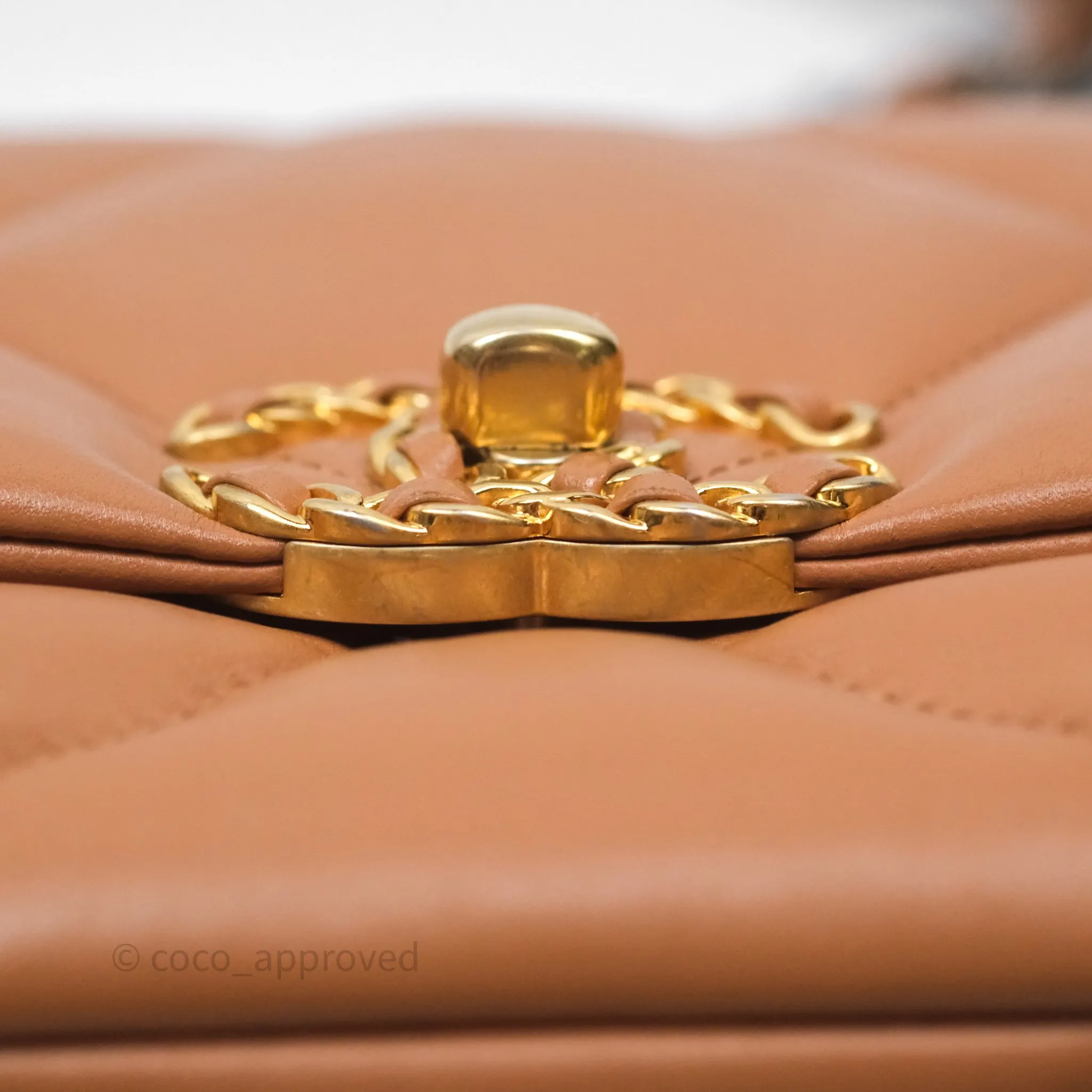 Chanel 19 Small Caramel Dark Beige Brown Mixed Hardware