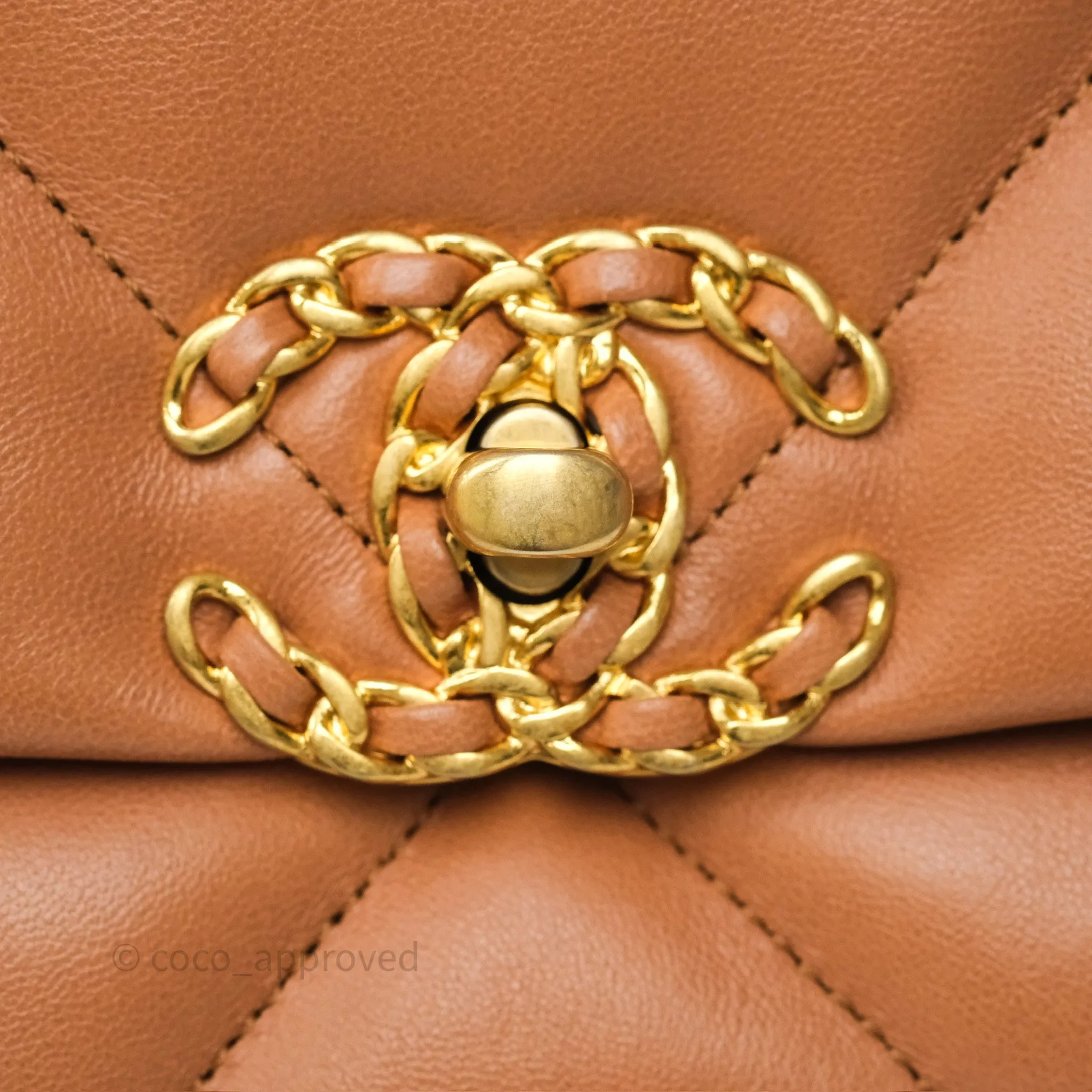 Chanel 19 Small Caramel Dark Beige Brown Mixed Hardware