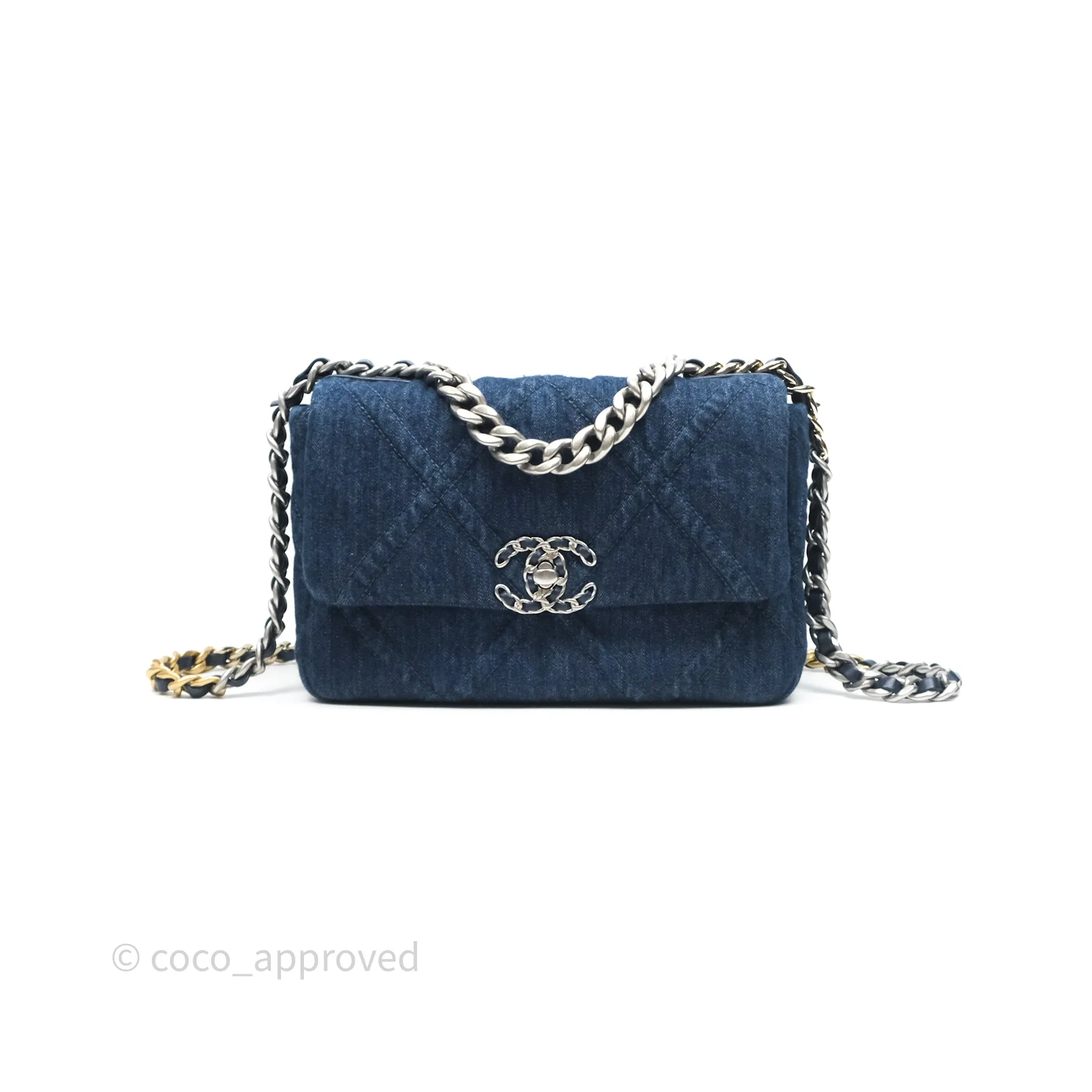 Chanel 19 Small Denim Fabric Mixed Hardware 22P