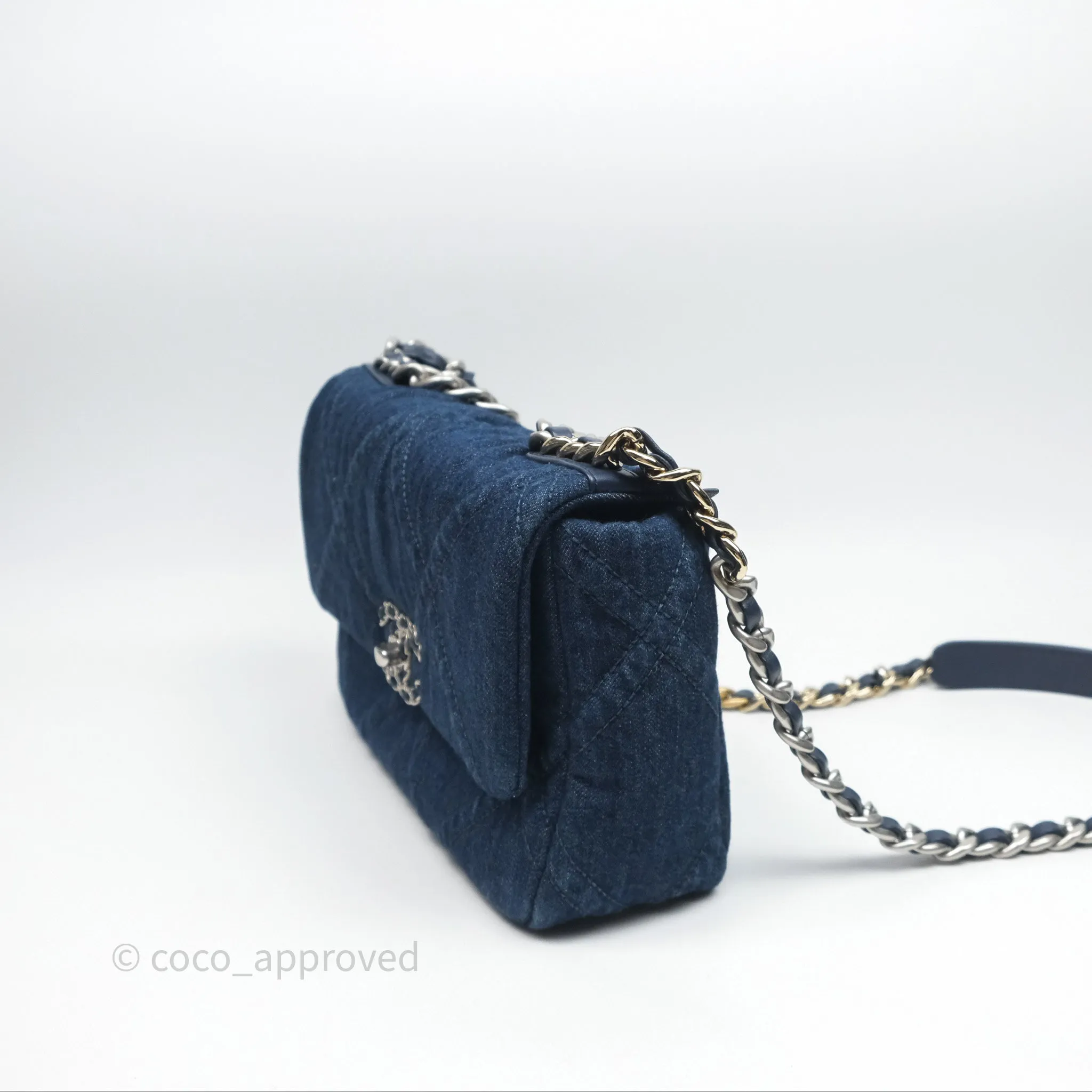 Chanel 19 Small Denim Fabric Mixed Hardware 22P