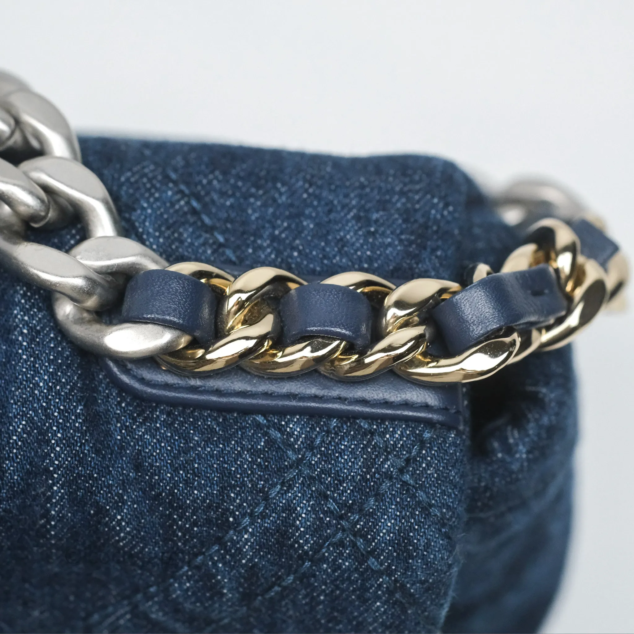 Chanel 19 Small Denim Fabric Mixed Hardware 22P